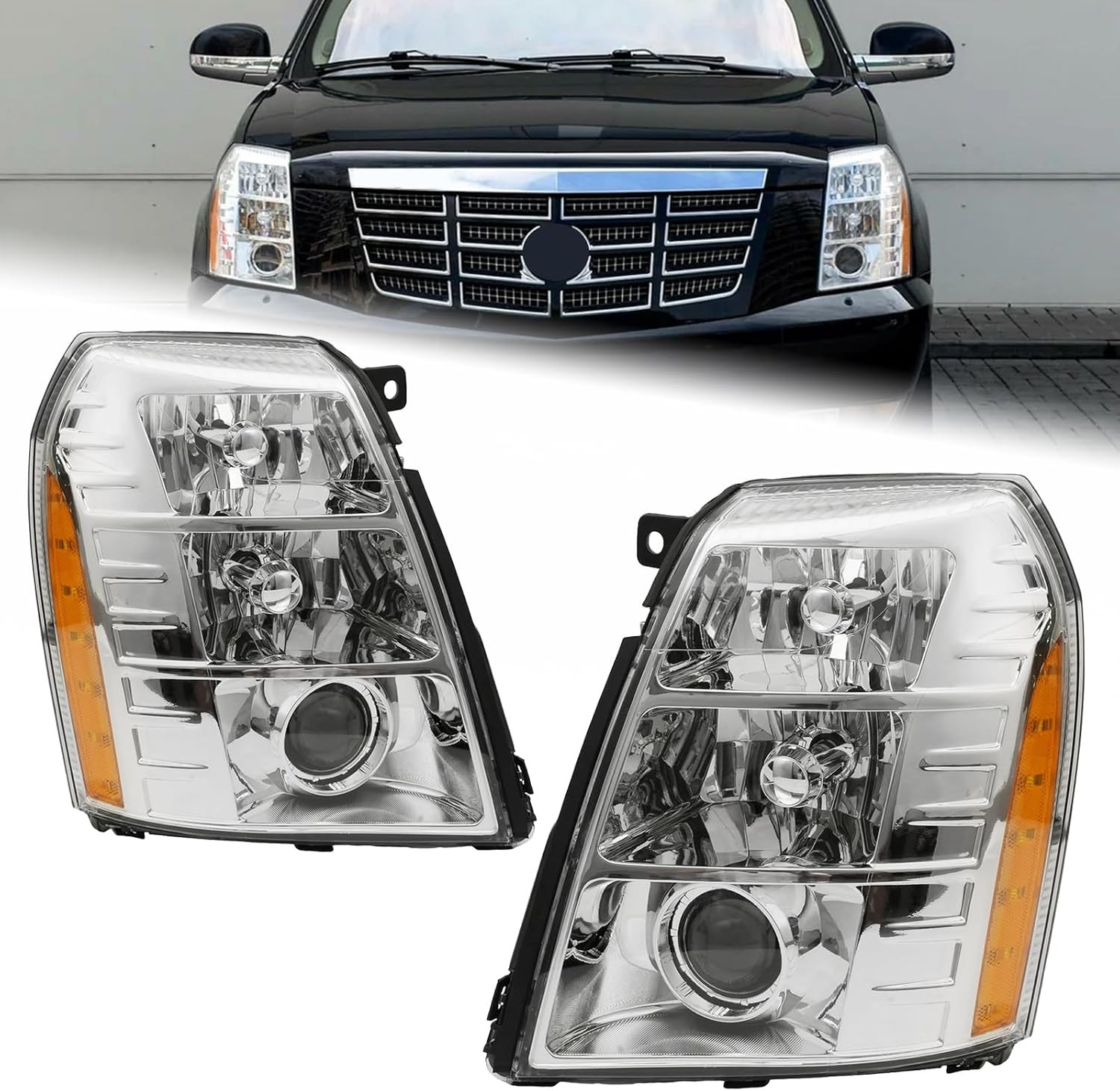 A Pair Hid/Xenon Projector Headlight Assembly Fit for 2007-2014 Cadillac Escalad A Pair Hid/Xenon Projector Headlight Assembly Fit for 2007-2014 Cadillac Escalad
