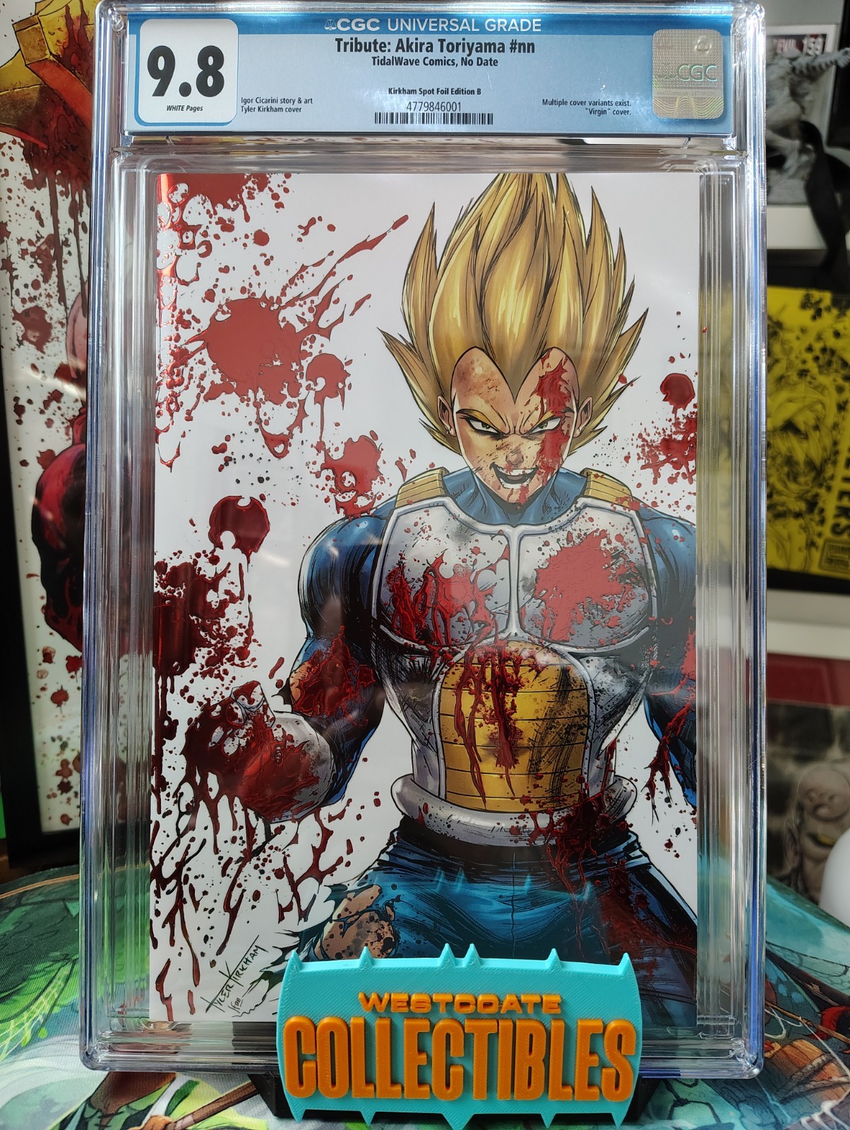Toriyama Tribute CGC 9.8 Kirkham Battle Damage Vegeta Foil SDCC 2025 LTD 30