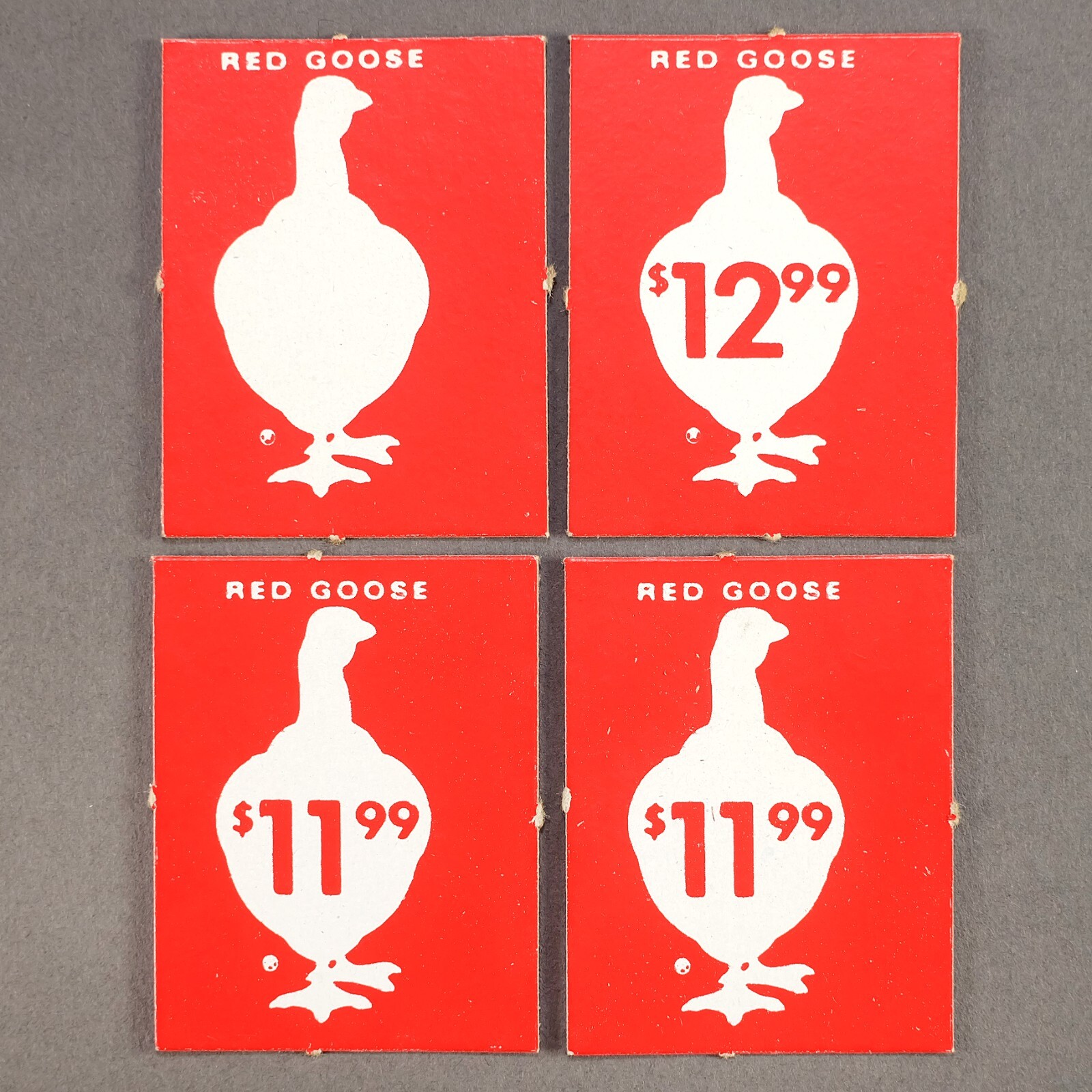4 Vintage Red Goose Shoes Shoe Store Cardboard Price Tags 1950s