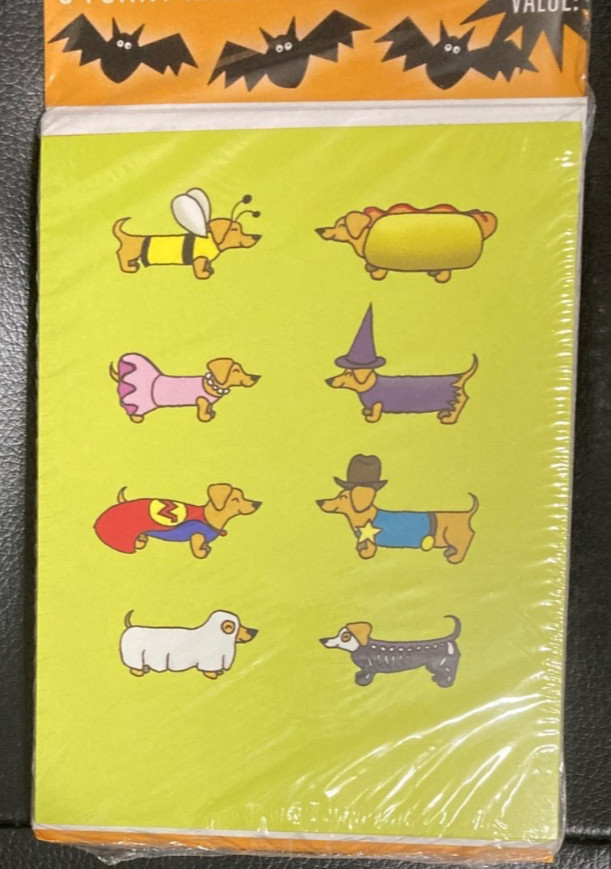 8 Pack- Funny DACHSHUND in COSTUMES 🎃 Halloween NOTE CARDS Wiener Dogs NEW Boo