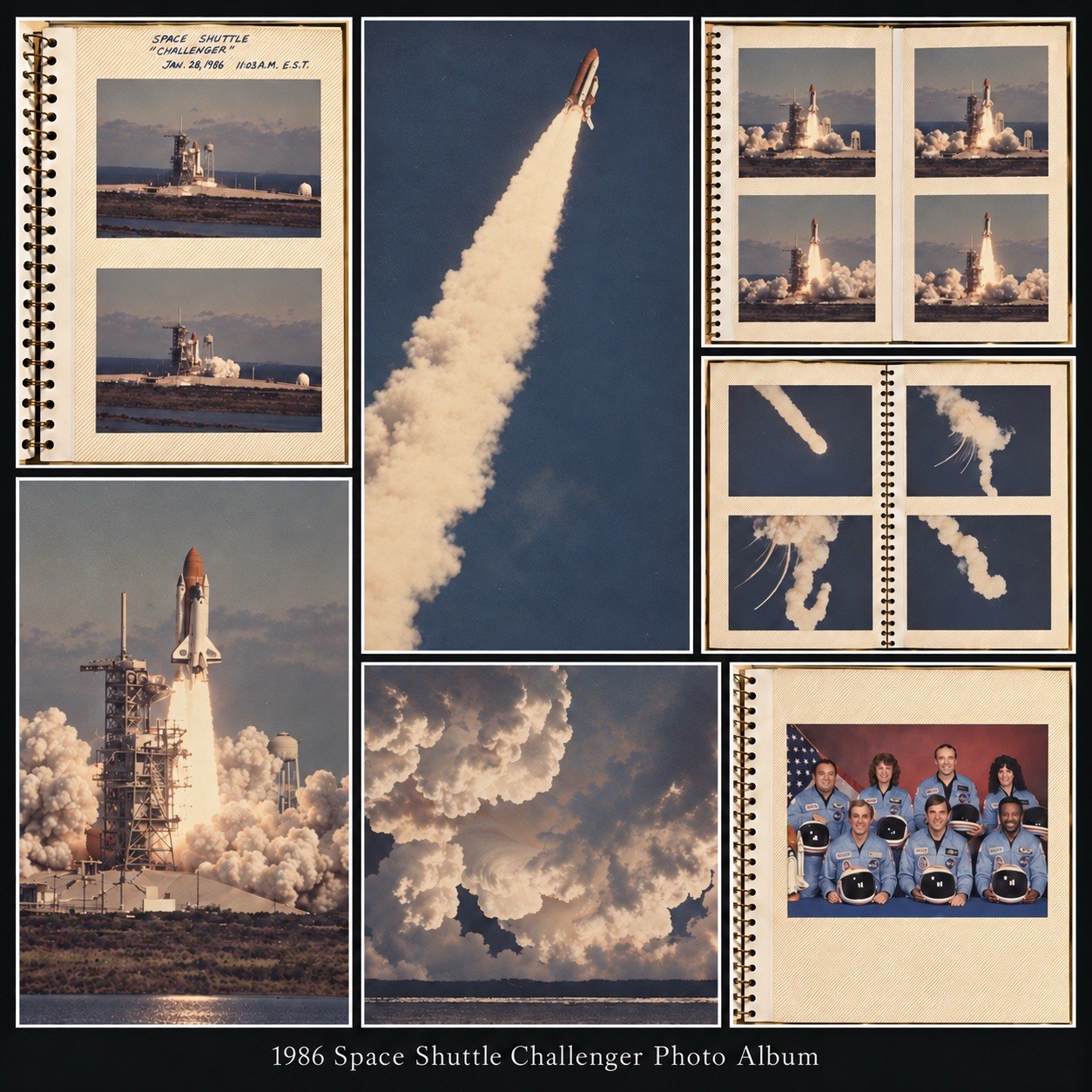 Vintage 1986 Space Shuttle Challenger Photo Album - Launch and Explosion