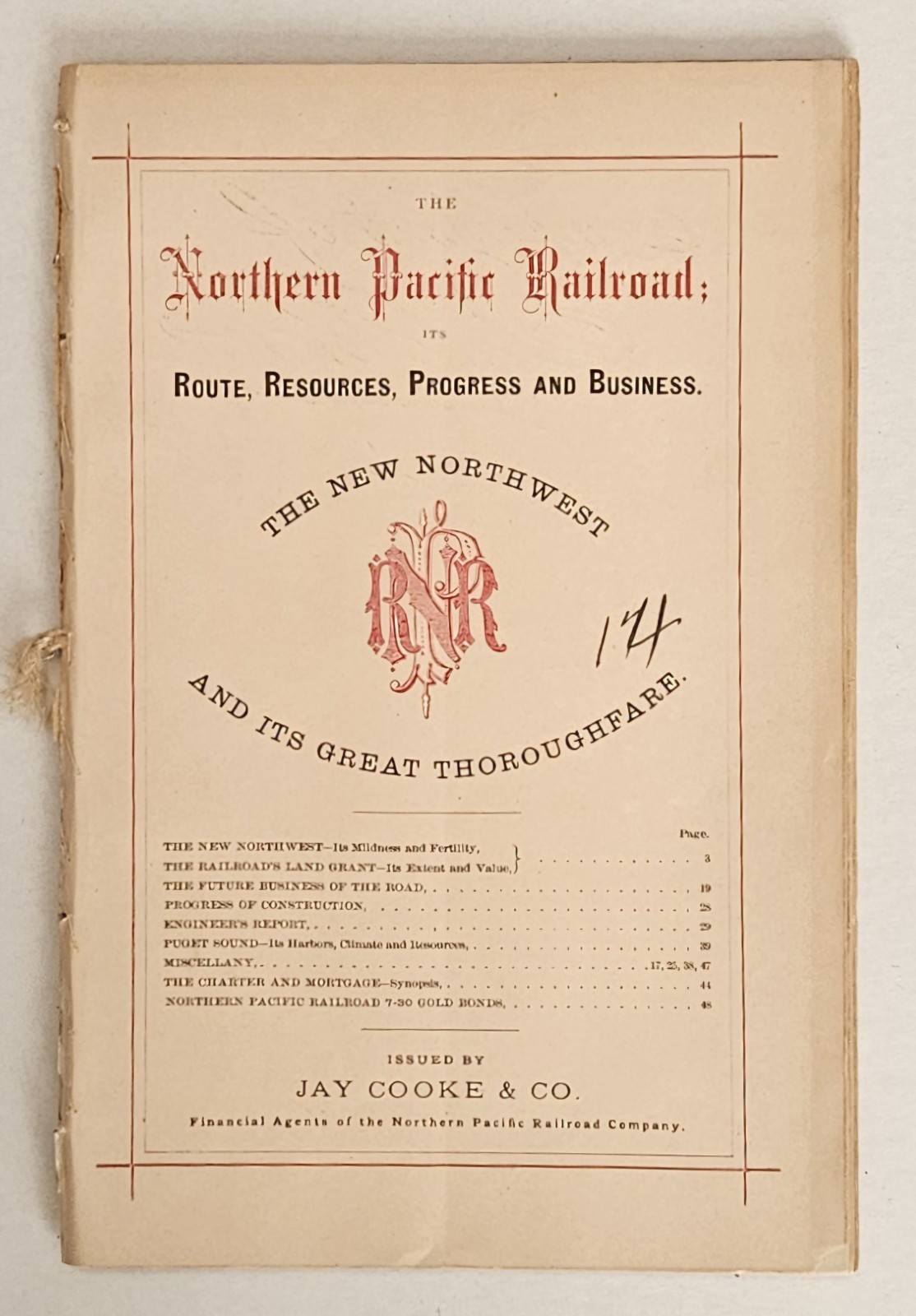 1871 Northern Pacific Railroad Jay Cooke Schuyler Colfax Map Promotional