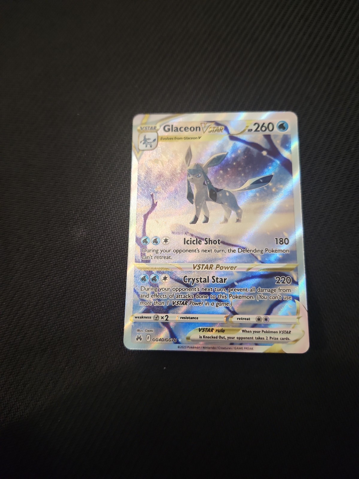 Glaceon VSTAR GG40/GG70 SWSH: Crown Zenith: Galarian Gallery Holo Near Mint🔥