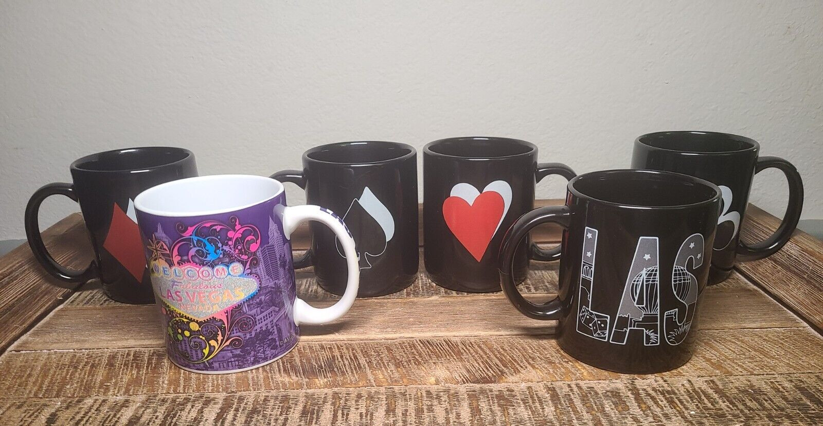 Six Las Vegas Casino Poker Theme 11 oz Ceramic Coffee Mugs