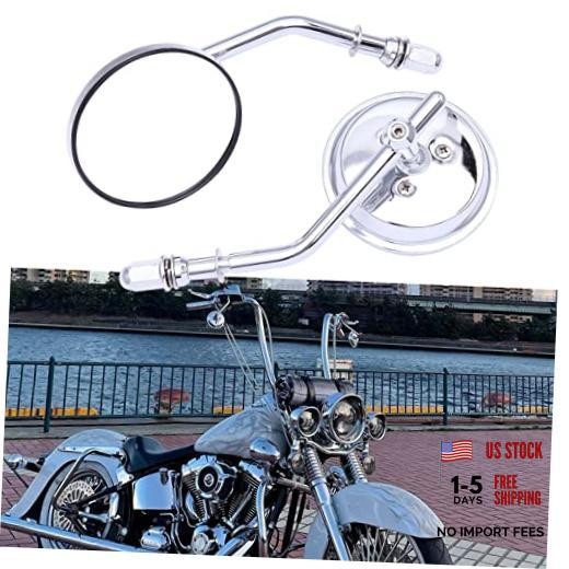 Chrome Motorcycle Round Sportster Mirrors Rear View Compatible with Chrome#2