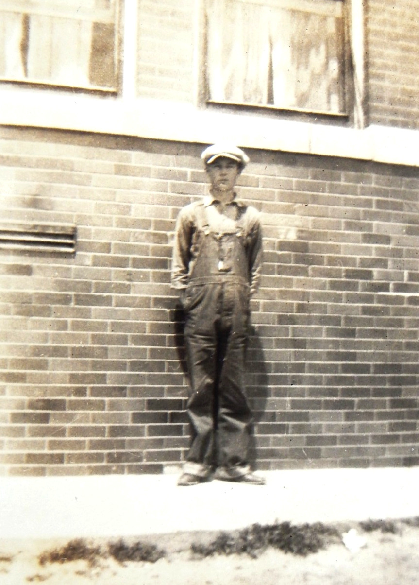 1920s YOUNG MAN IN WORKMANS OVER ALLS JACK WOTTERS PHOTO 2.5