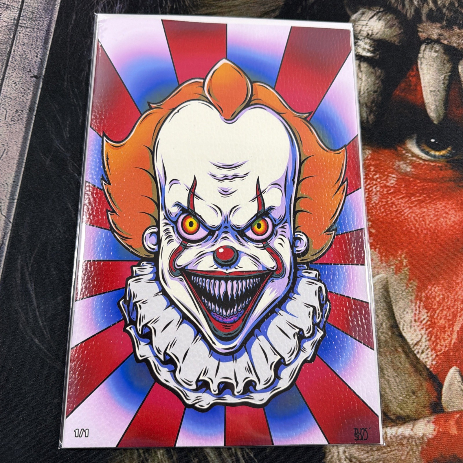 Pennywise IT The Clown Derry Blue & Red 1/1 Leather Artbook Andy Duso Sold Out
