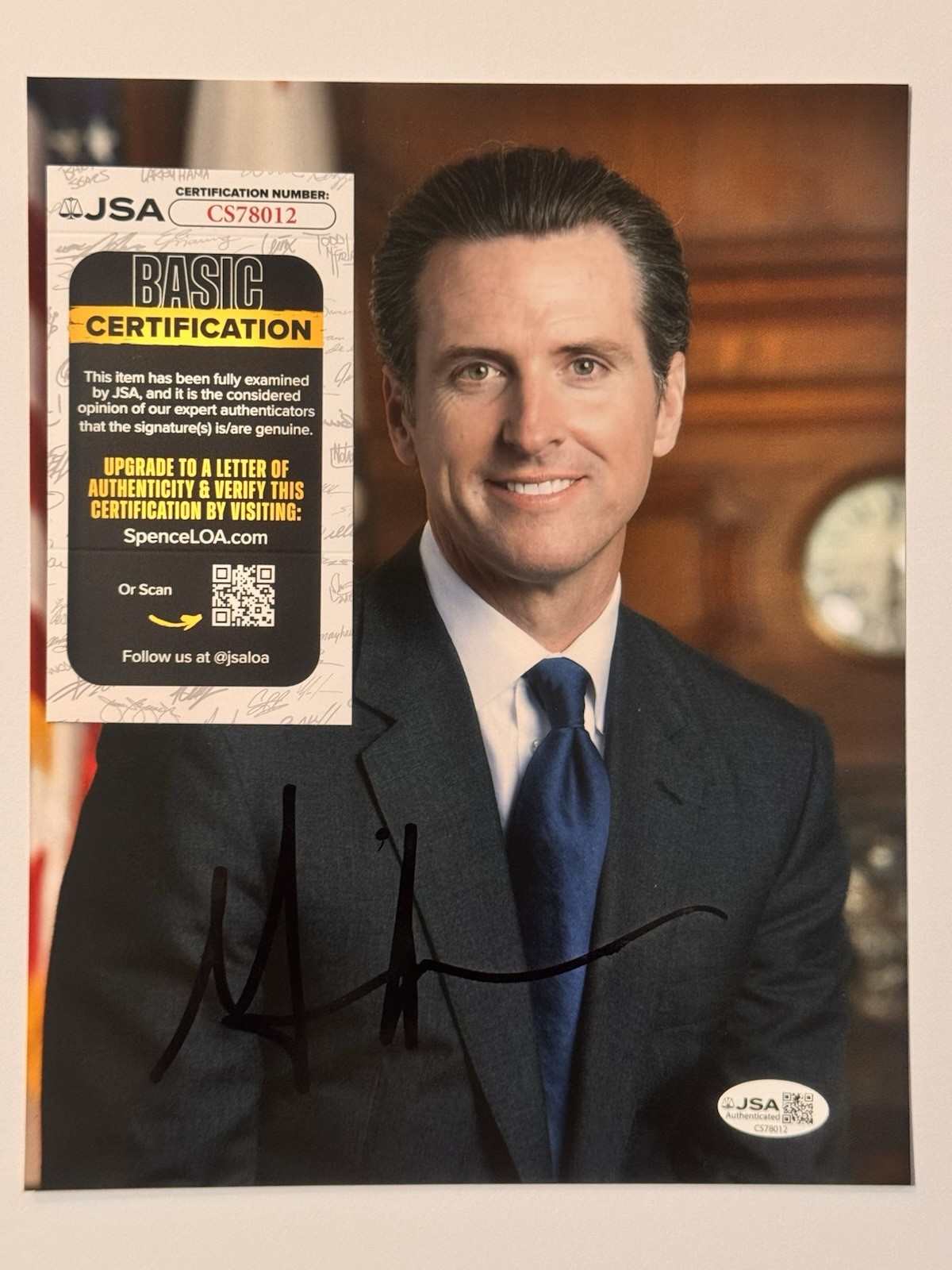 Gavin Newsom Signed 8x10 Photo JSA COA California Governor 2028 Presidential