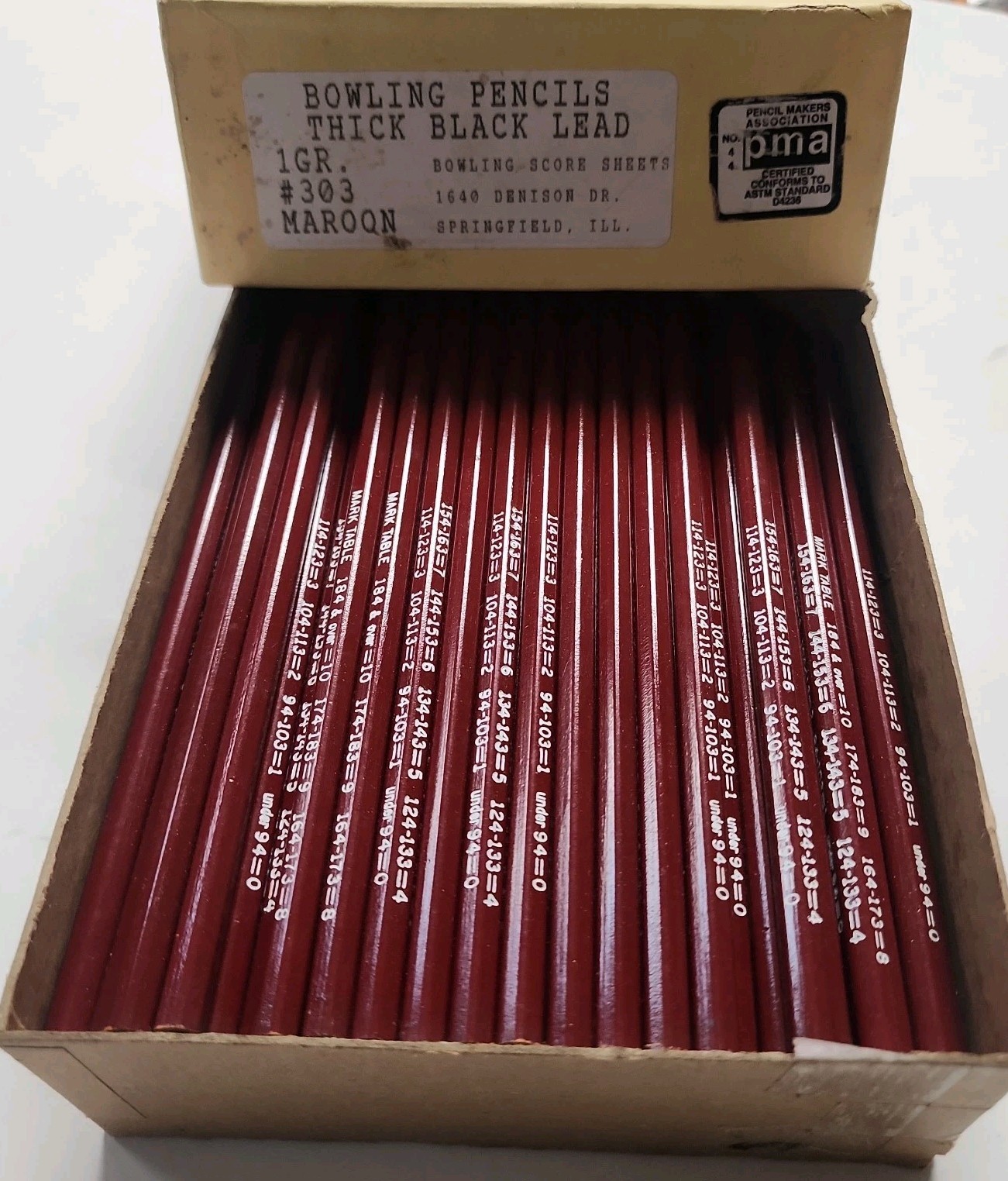 1 BOX (144) Vintage Hex Pencils Bowling Pencils ,Score Keeping Pencil Thick lead