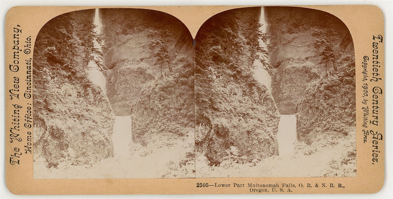 OREGON STEREOVIEW - Multnomah Falls (lower) - Whiting View Co c1900