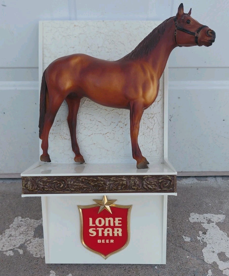 Vintage Lone Star Beer Horse Sign Plaque Wall Display Breyer Man O War Rare Bar
