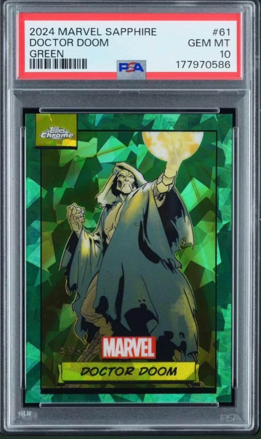 2024 Topps Chrome Sapphire Marvel Doctor Doom Green /99 PSA 10