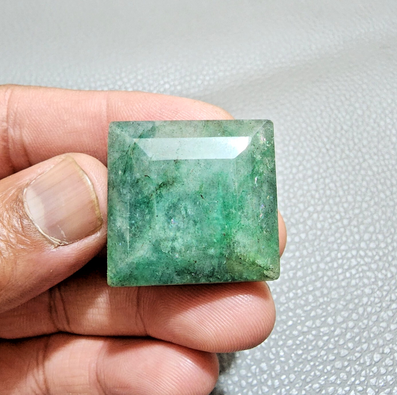Fabulous A+ 121 Crt Green Brazilian Emerald Square Shape Jewelry Making Gemstone
