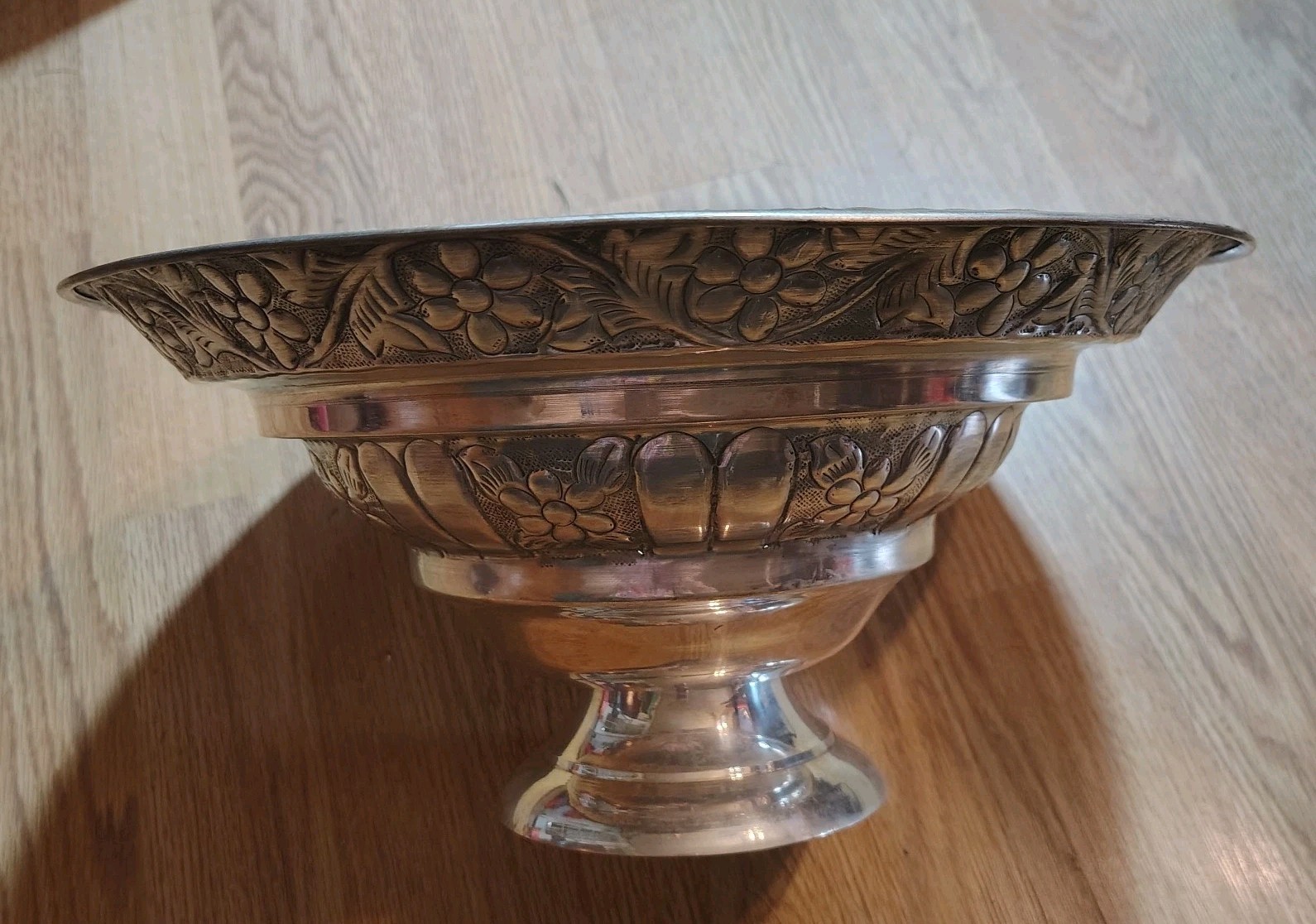Large Vintage Silver Tone Pedestal Bowl 13.25