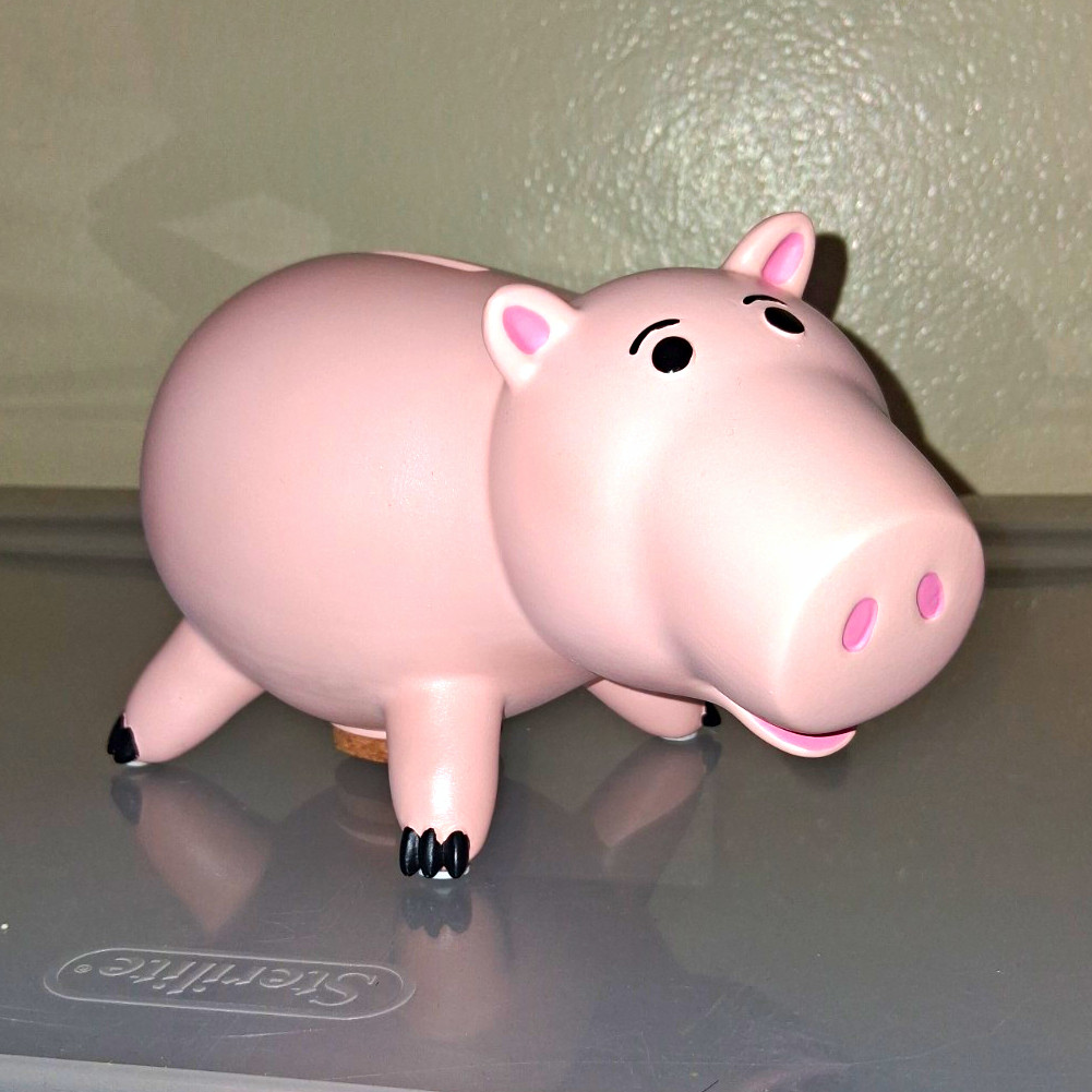 Disney Store 2018 Hamm Toy Story Ceramic Piggy Bank Pig w/ Cork Stopper
