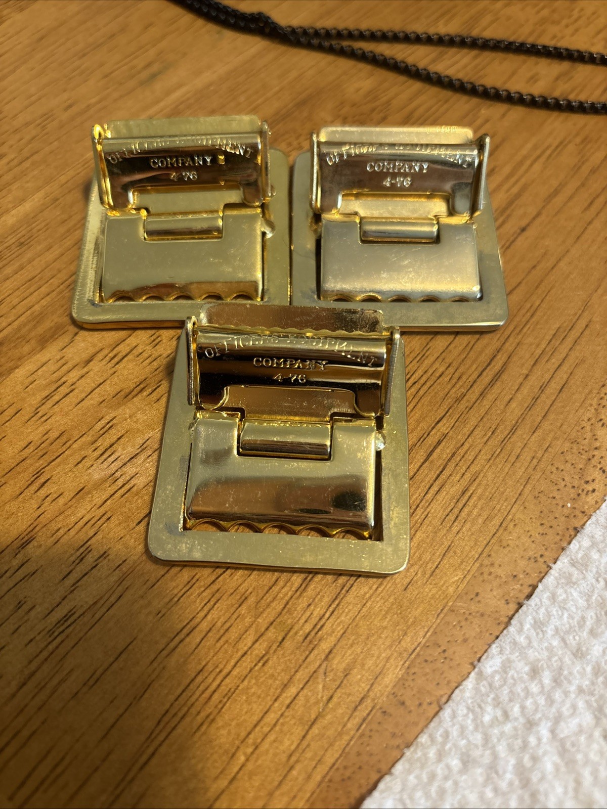3 Vintage Officers Equipment Company 4-76 Gold-Tone Military Web Belt Buckle 2