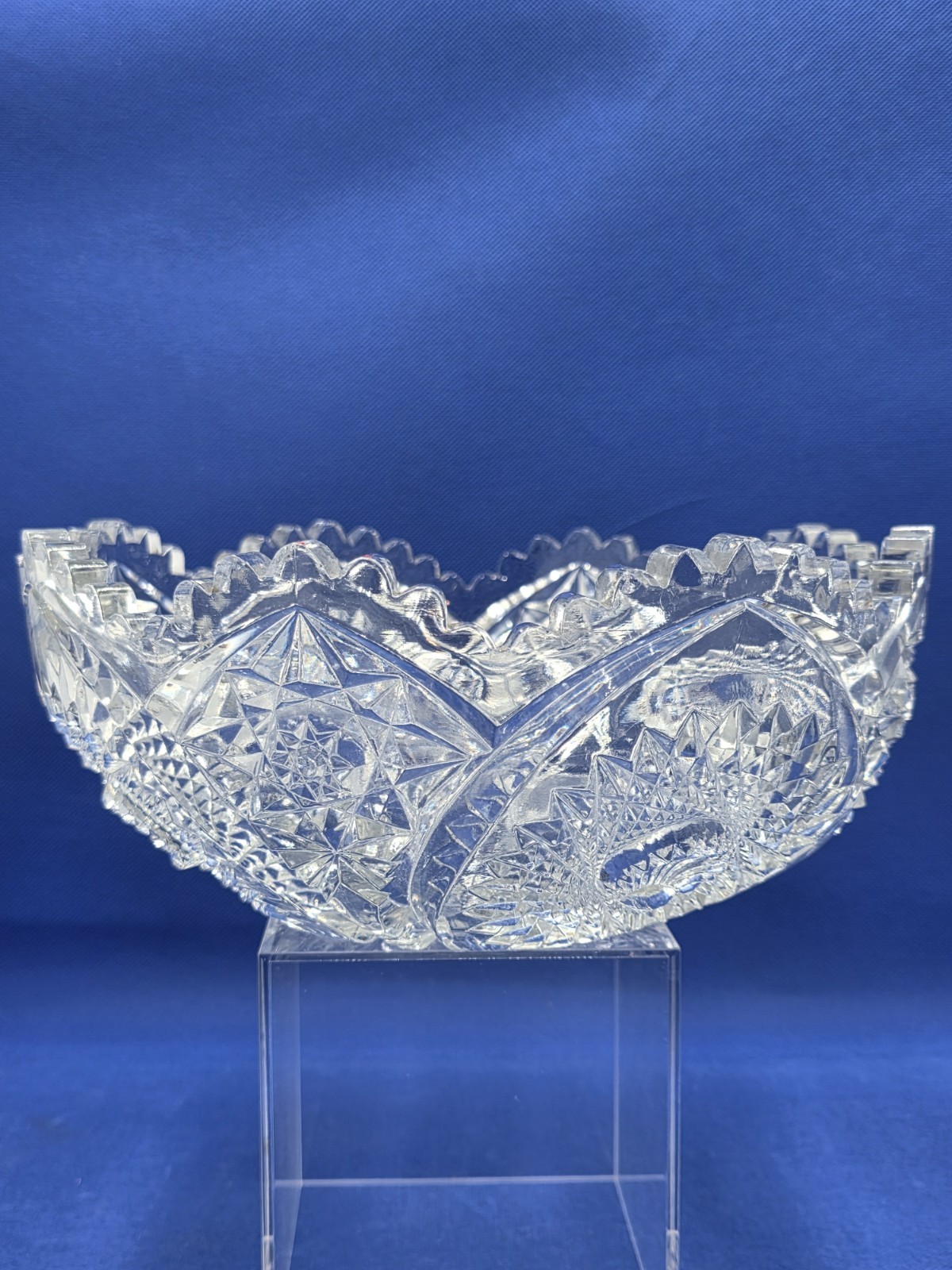 LIGHT REFLECTIVE ANTIQUE AMERICAN BRILLIANT APB LEAD CRYSTAL CUT GLASS 9\
