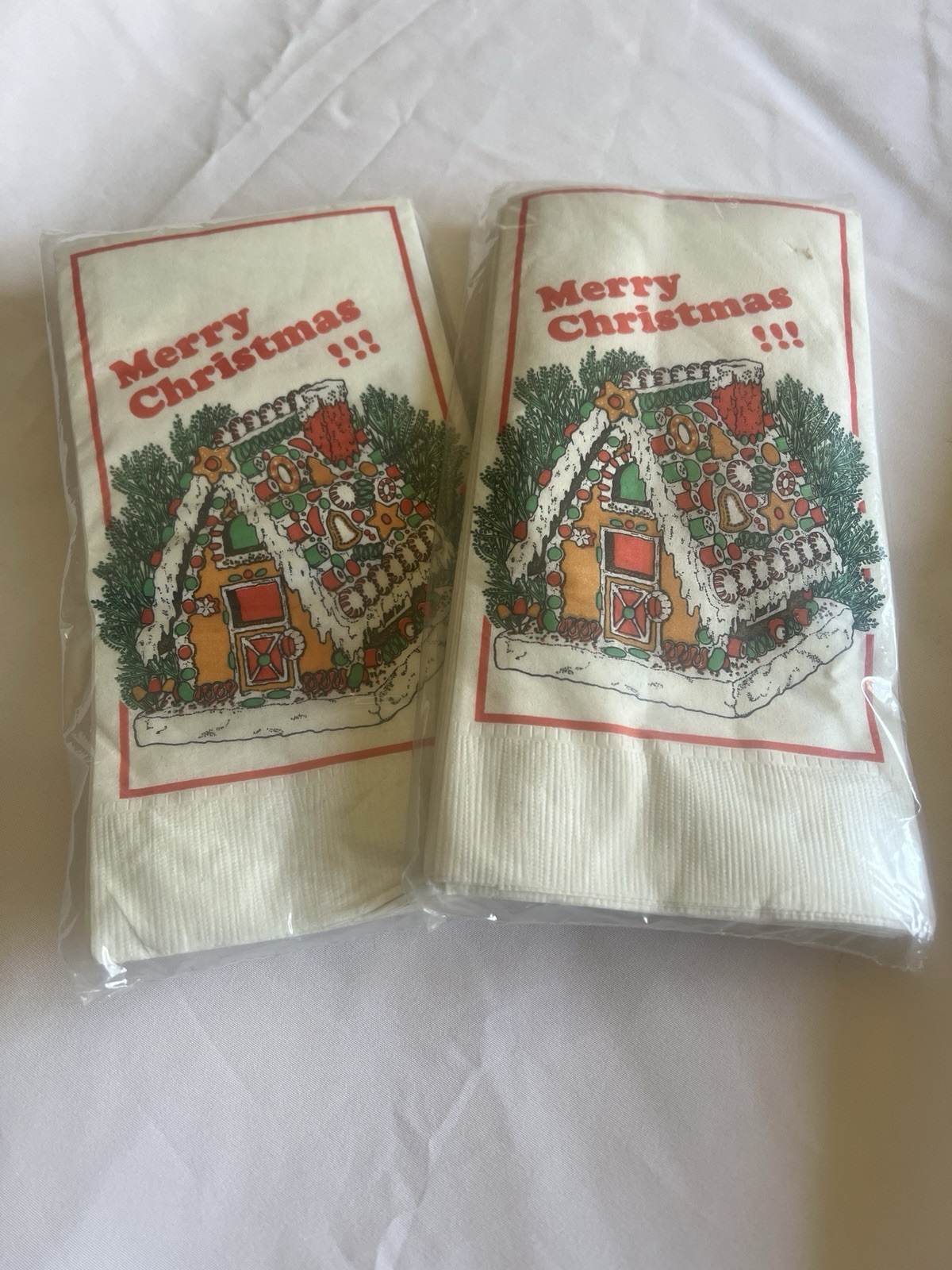 Cost Plus Vintage Christmas Gingerbread House Sealed Paper Napkins 2 Packages