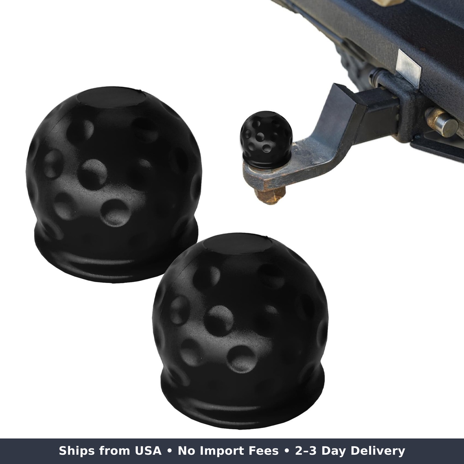 2 Pcs Hitch Ball Protective Cover Waterproof Black