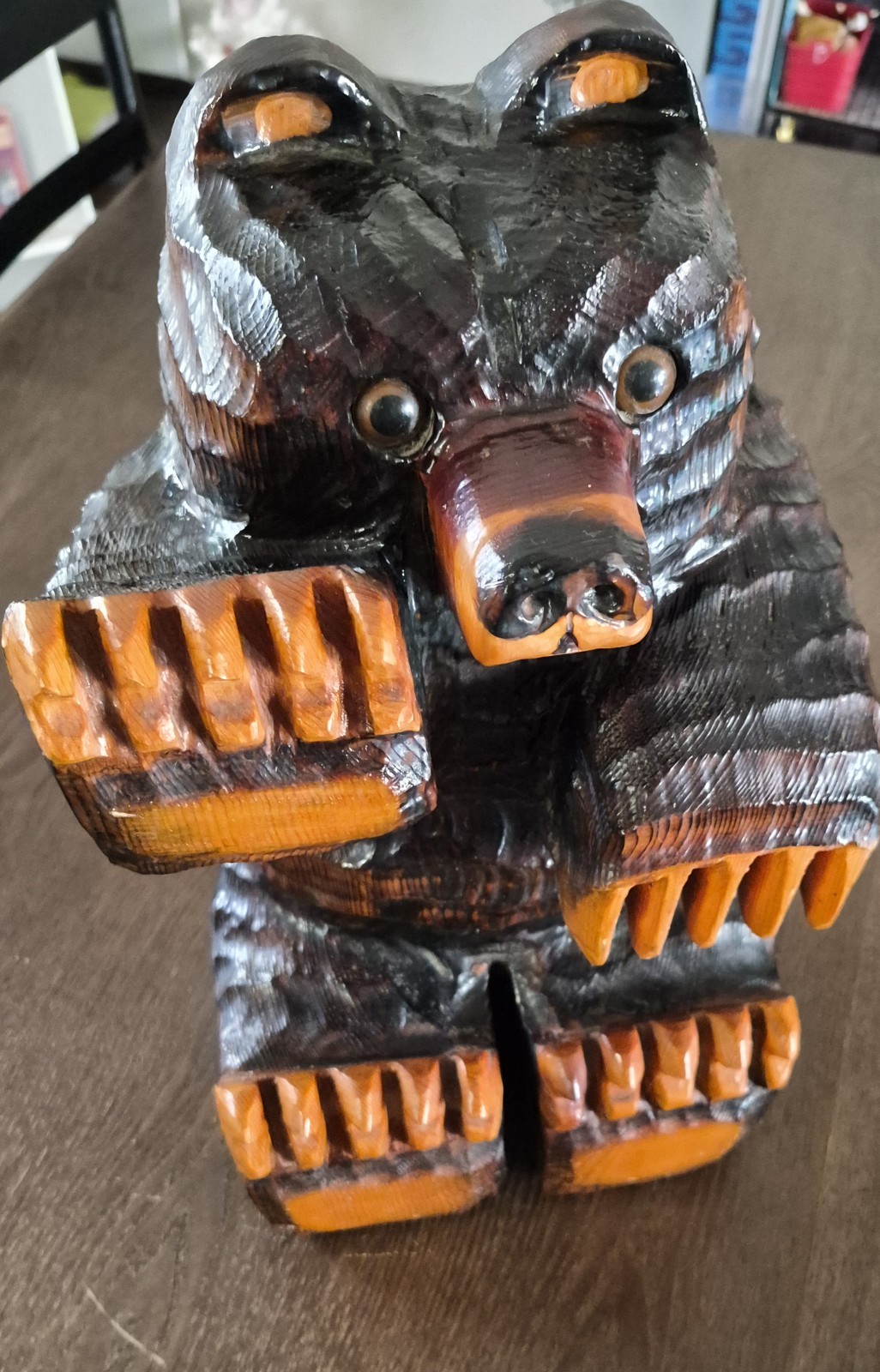 Vintage Jurasek 1999 Hand Carved Chainsaw Bear  16x9x9 Artisan Cabin Sculpture