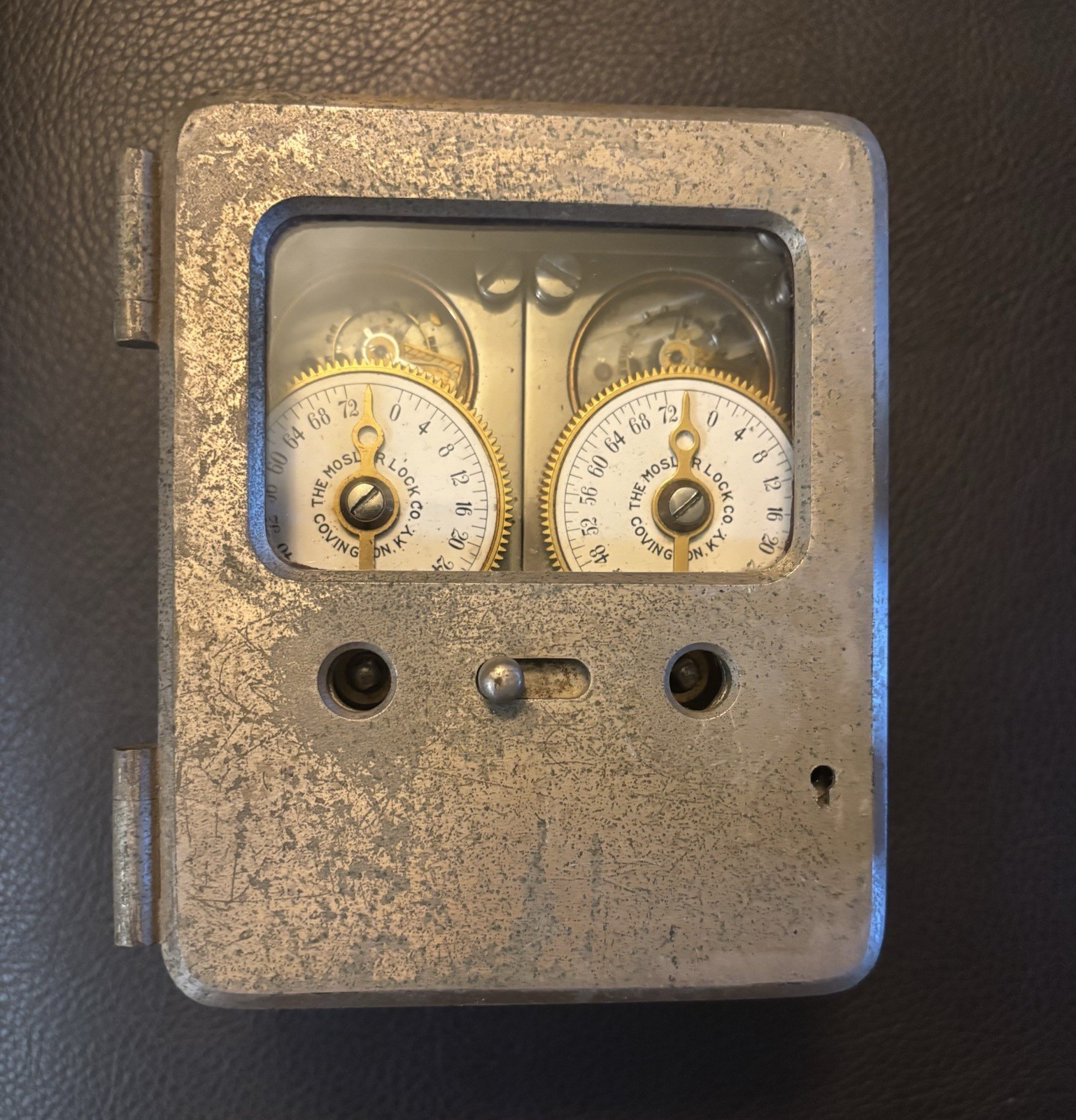 Antique 1916 MOSLER  Vault Safe 2-Movement Time Clocks in Case