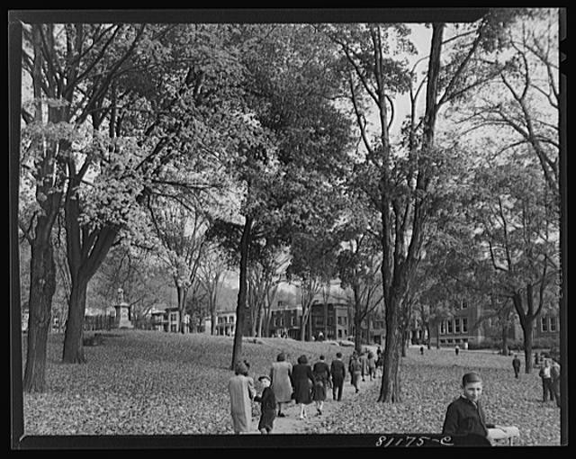 Photo:Little Falls New York 1941 Children Walking to School FSA Schoolyard
