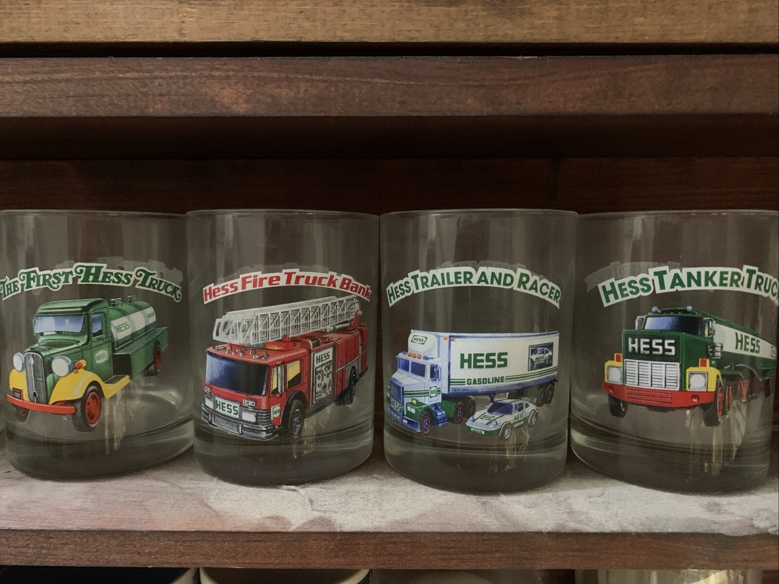 Hess Truck New Complete 1996 Vintage Set of 4 Toy Truck Glasses + Free Truck
