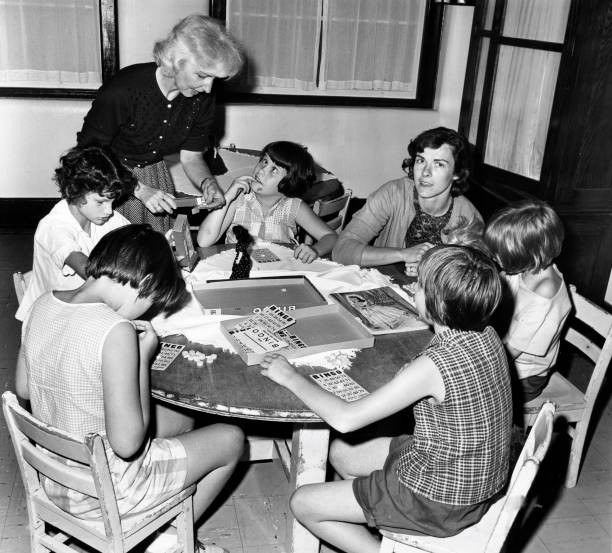Waltham MA Residents play a game bingo Walter E Fernald School 1964 Old Photo