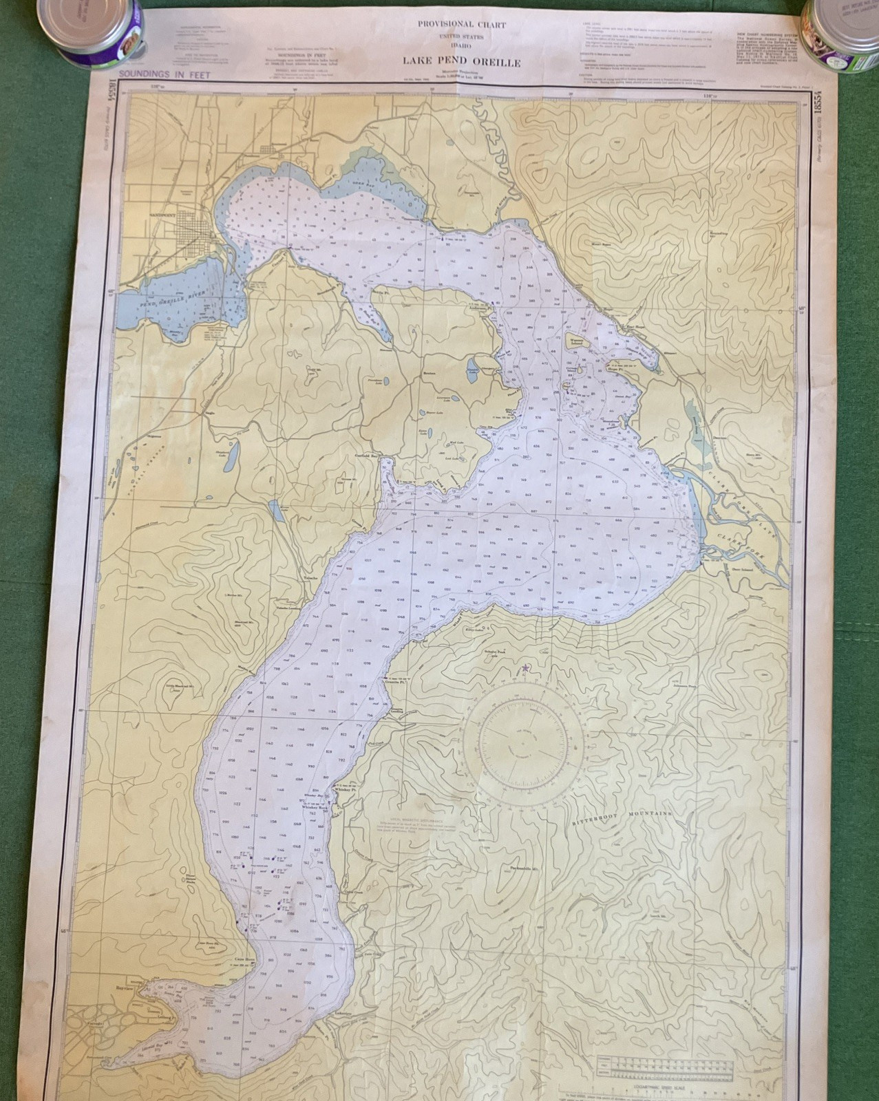 1950 NOAA Nautical Chart of Lake Pend Oreille Idaho First Edition Sept Map