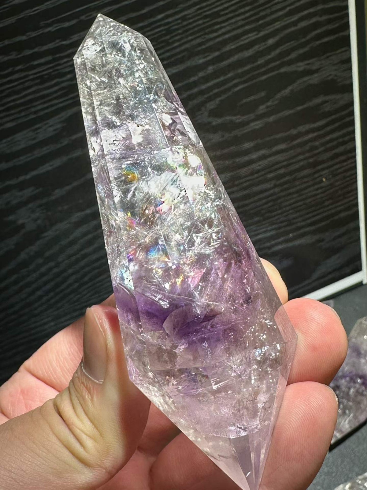 185g Natural Amethyst Quartz Obelisk Crystal Double Point Reiki Heal Decor