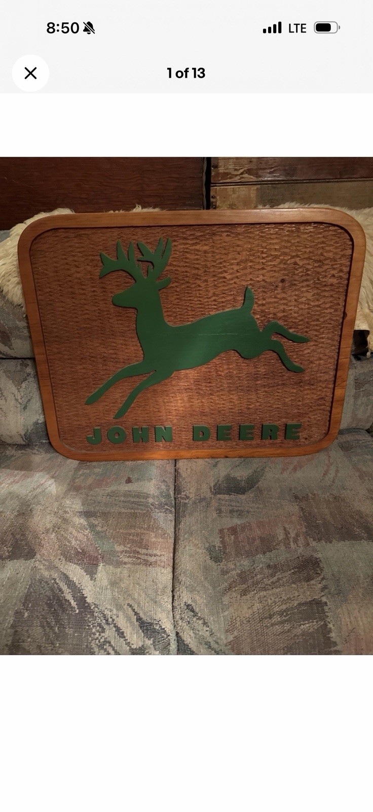 Antique Vintage Rare John Deere Wooden Farm Implements Tractor Sign