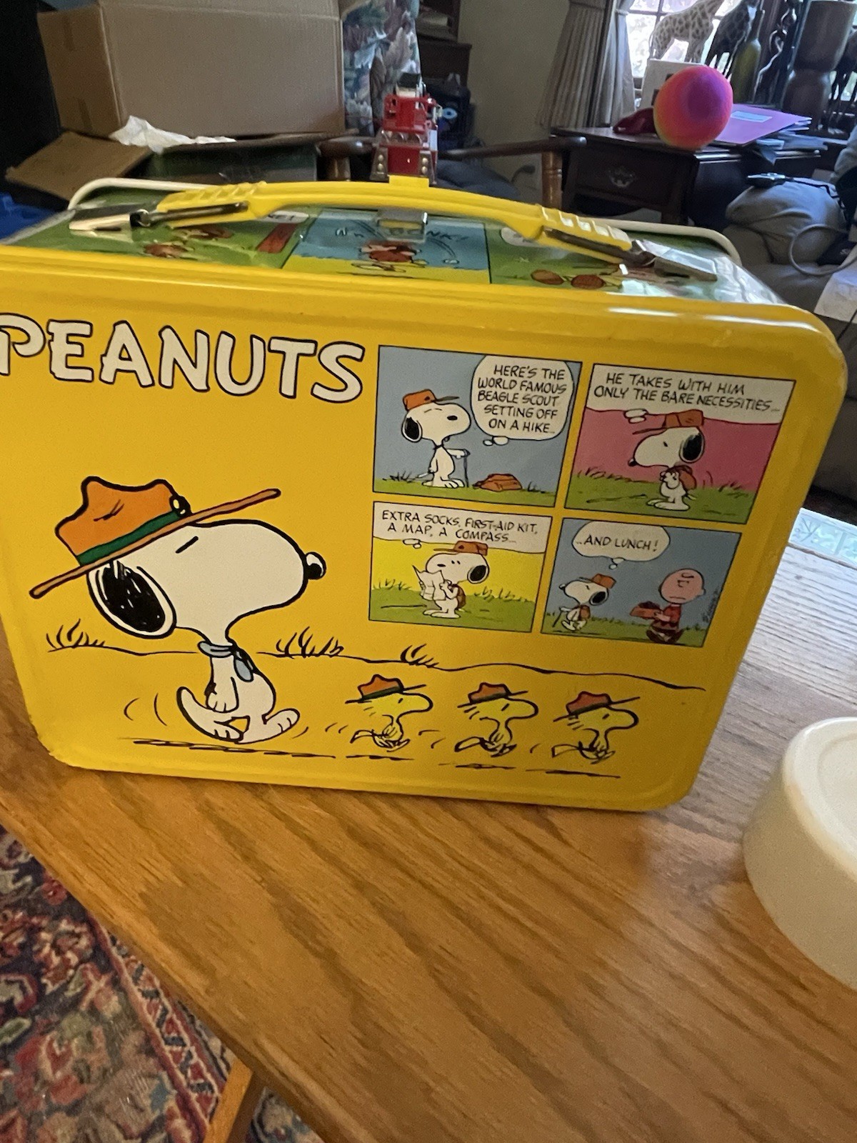 Vtg 1974 Peanuts Snoopy Beagle Scout Metal Lunchbox Thermos King Seeley