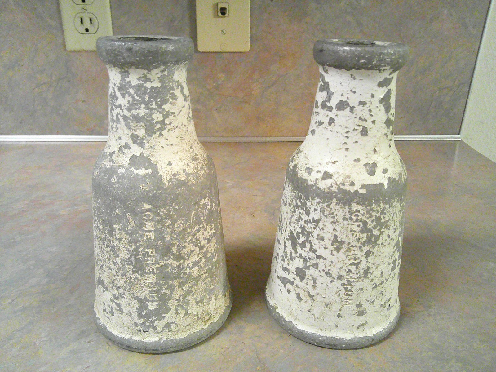 VINTAGE ACME PREMIUM ALUMINUM & LEAD CARNIVAL KNOCK DOWN BOTTLE LOT OF 2