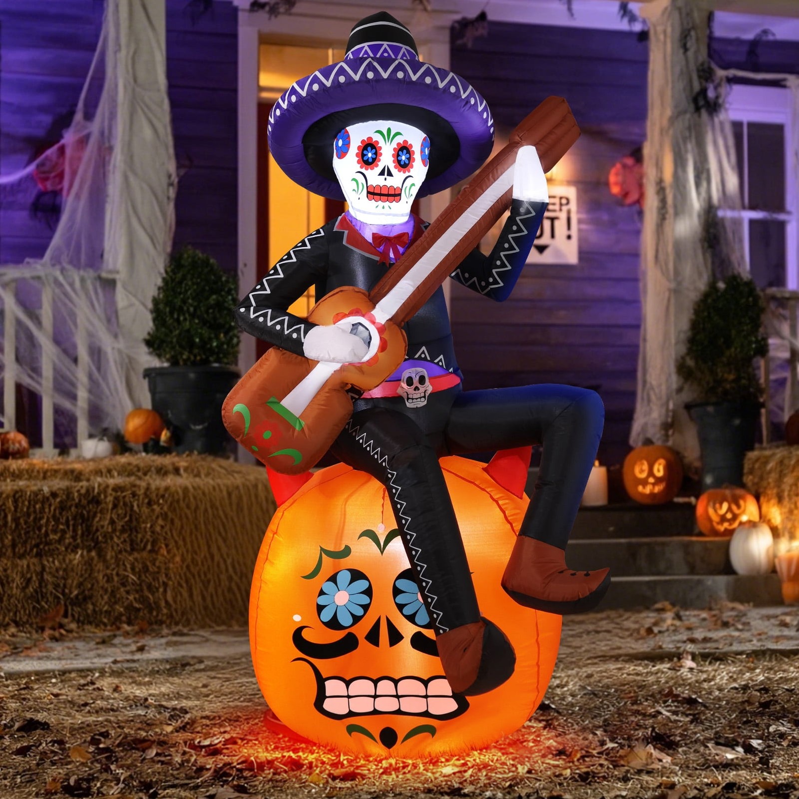 Ayieyill 6FT Halloween Inflatable Outdoor Decoration, Day of the Dead Skull with Ayieyill 6FT Halloween Inflatable Outdoor Decoration, Day of the Dead Skull with