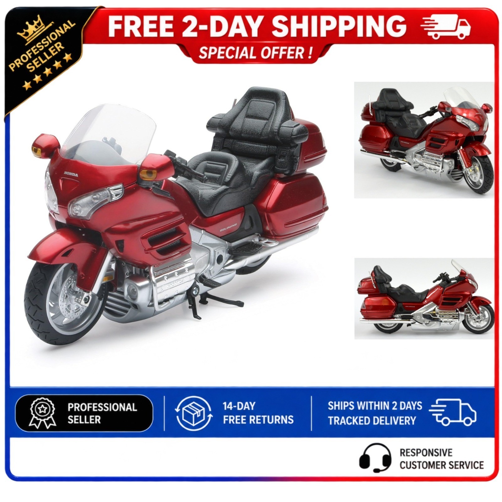 New-Ray Honda Goldwing 2010 1:12 Diecast Motorcycle Model 57253