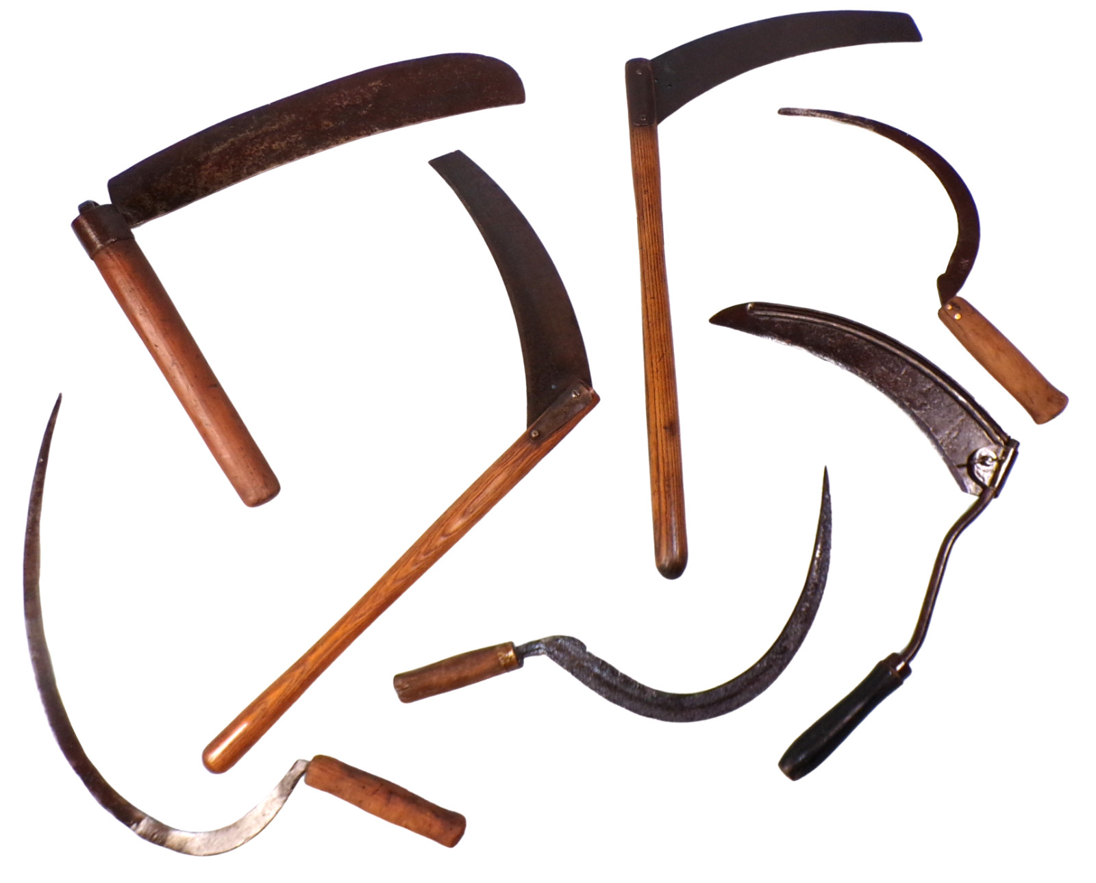 Antique Early 1900s Maine Hand Sickles - Collection of 7 Rustic Wall Decor