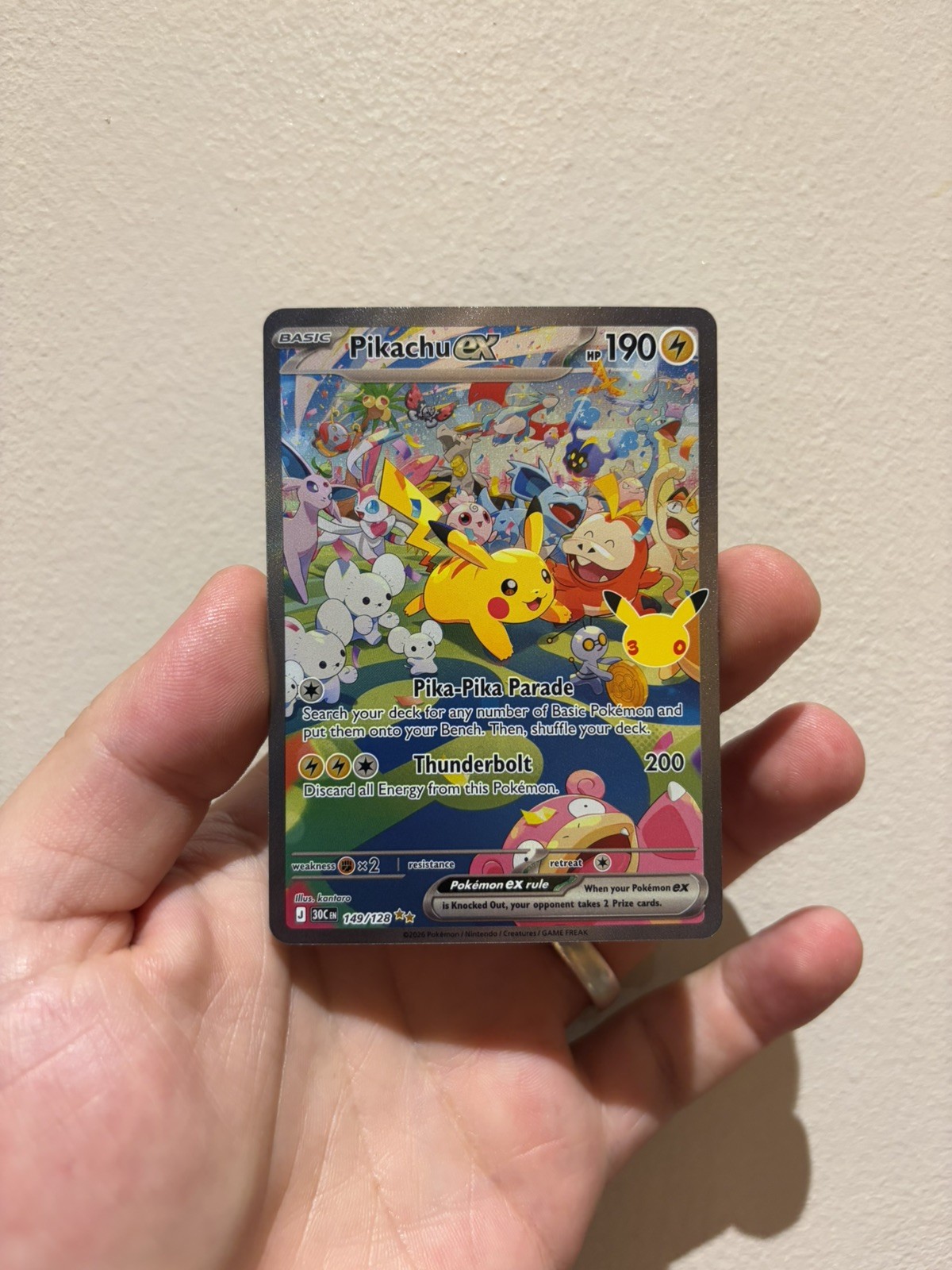 Pokémon TCG Pikachu ex 149/128 - SIR - 30th Celebration English 