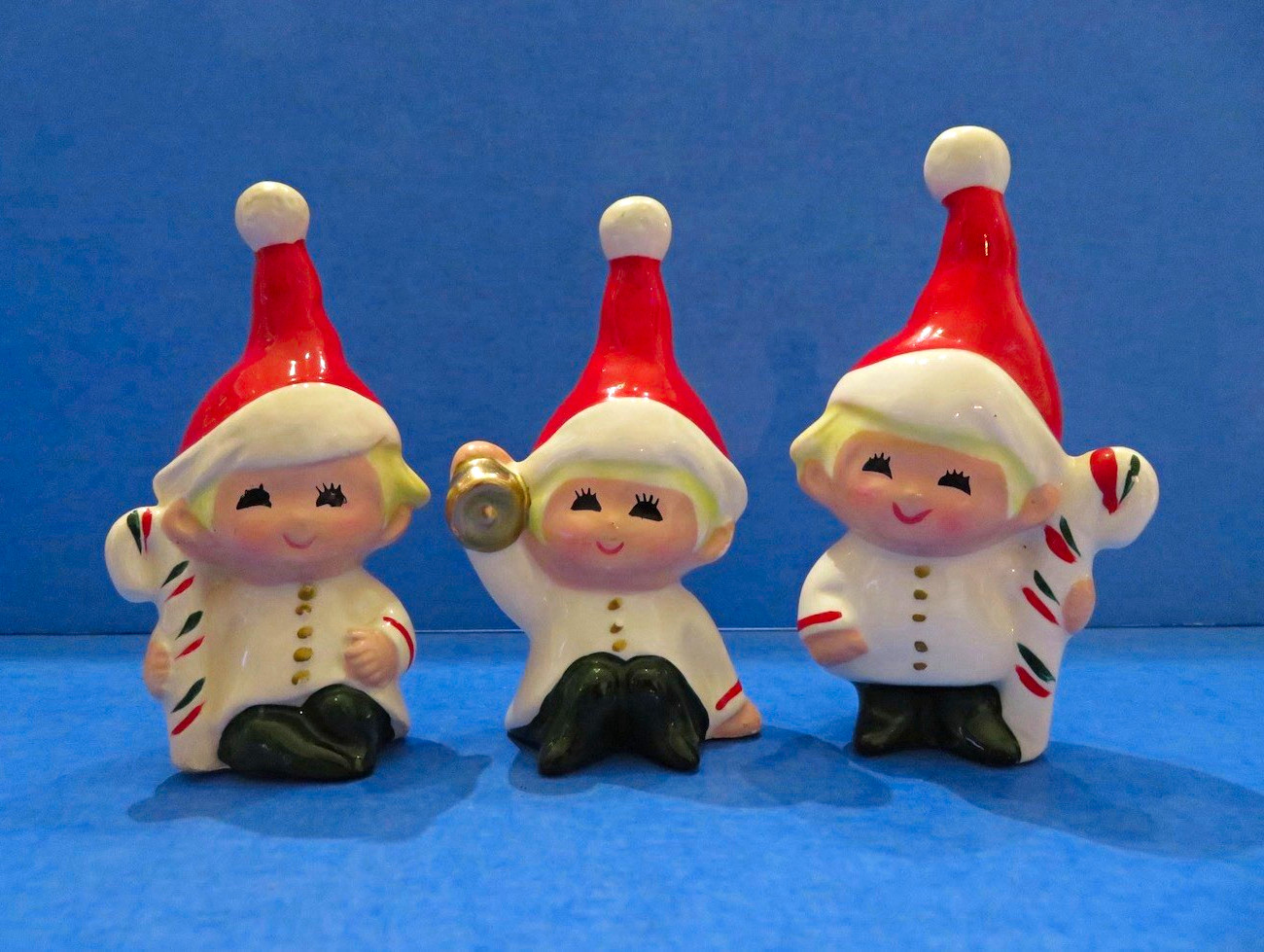 Set of 3 Vintage Norcrest Christmas Pixie Elves - Made in Japan