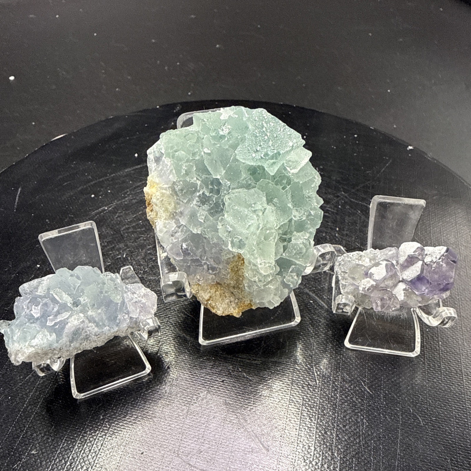 Natural Cubic And Octahedral Colorful Fluorite (3 Piece Lot) Specimen Minerals