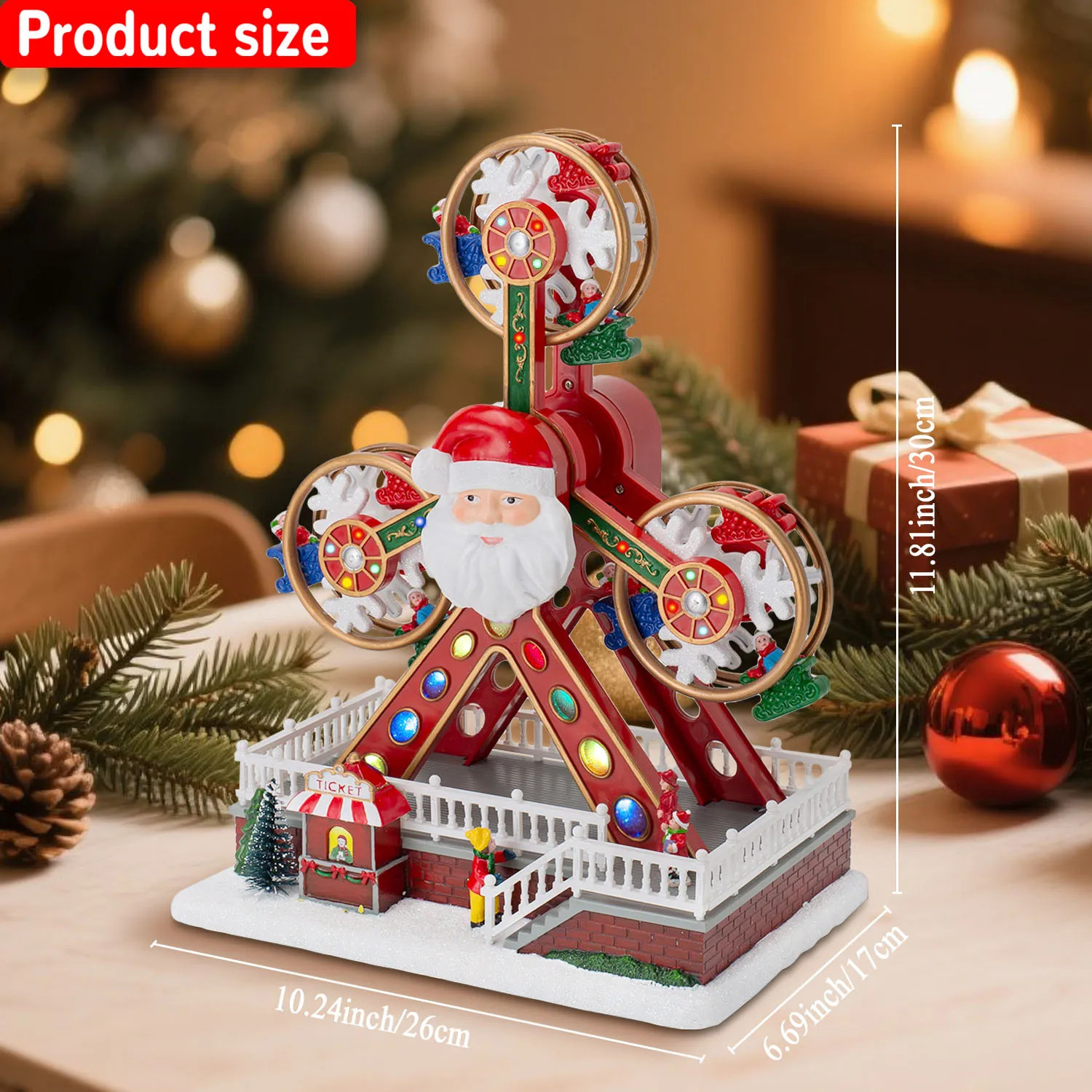 Christmas Ferris Wheel Santa LED Lighted Animated Rotating Musical Holiday Decor