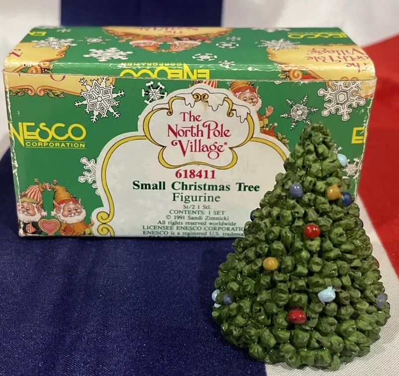 VTG ENESCO NORTH POLE VILLAGE SANDRA ZIMNICKI SMALL CHRISTMAS TREES 618411 *READ