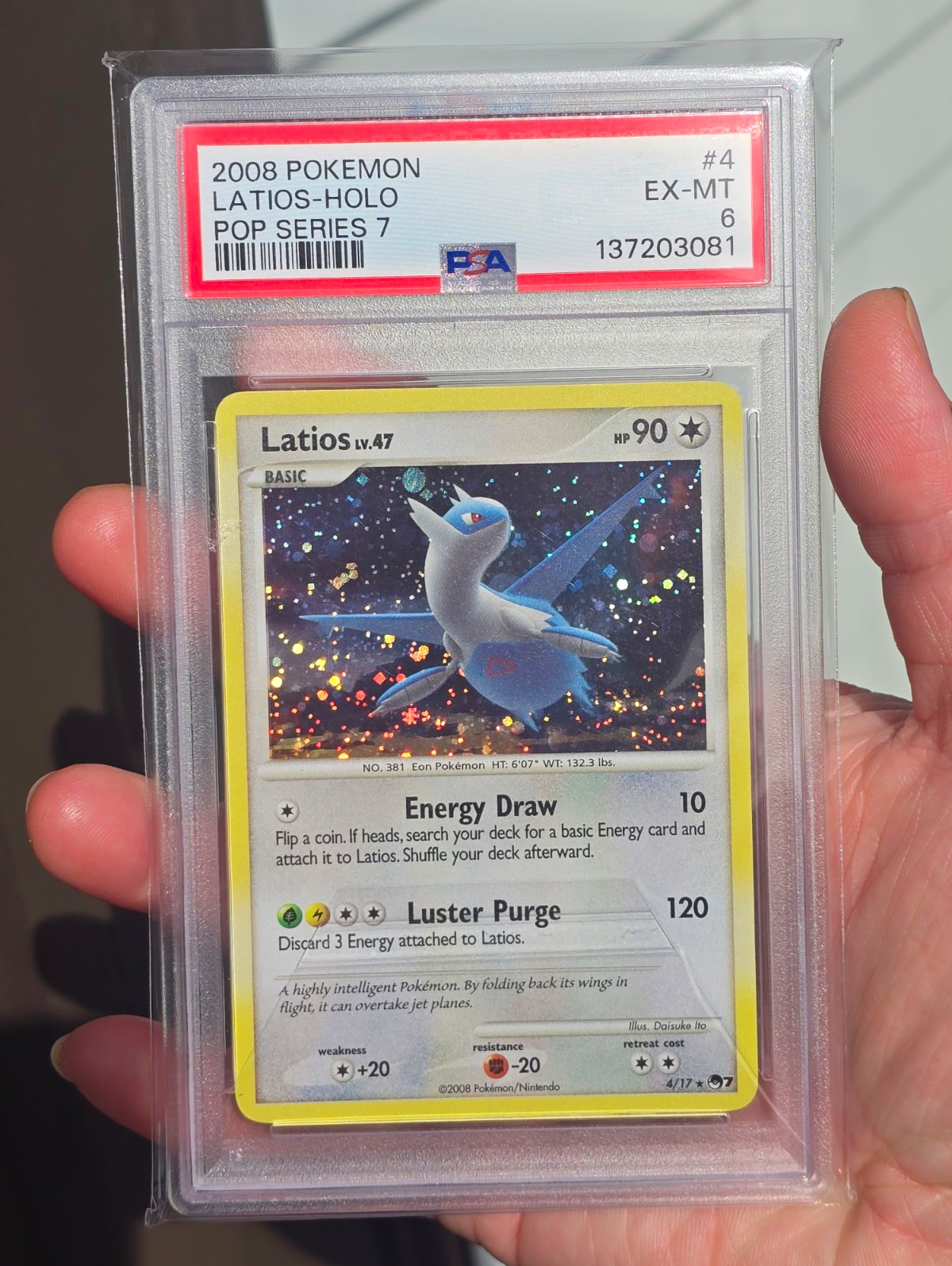 2008 Pokemon Latios Holo POP Series 7 #4/17 PSA 6 vintage rare Foot SWIRL