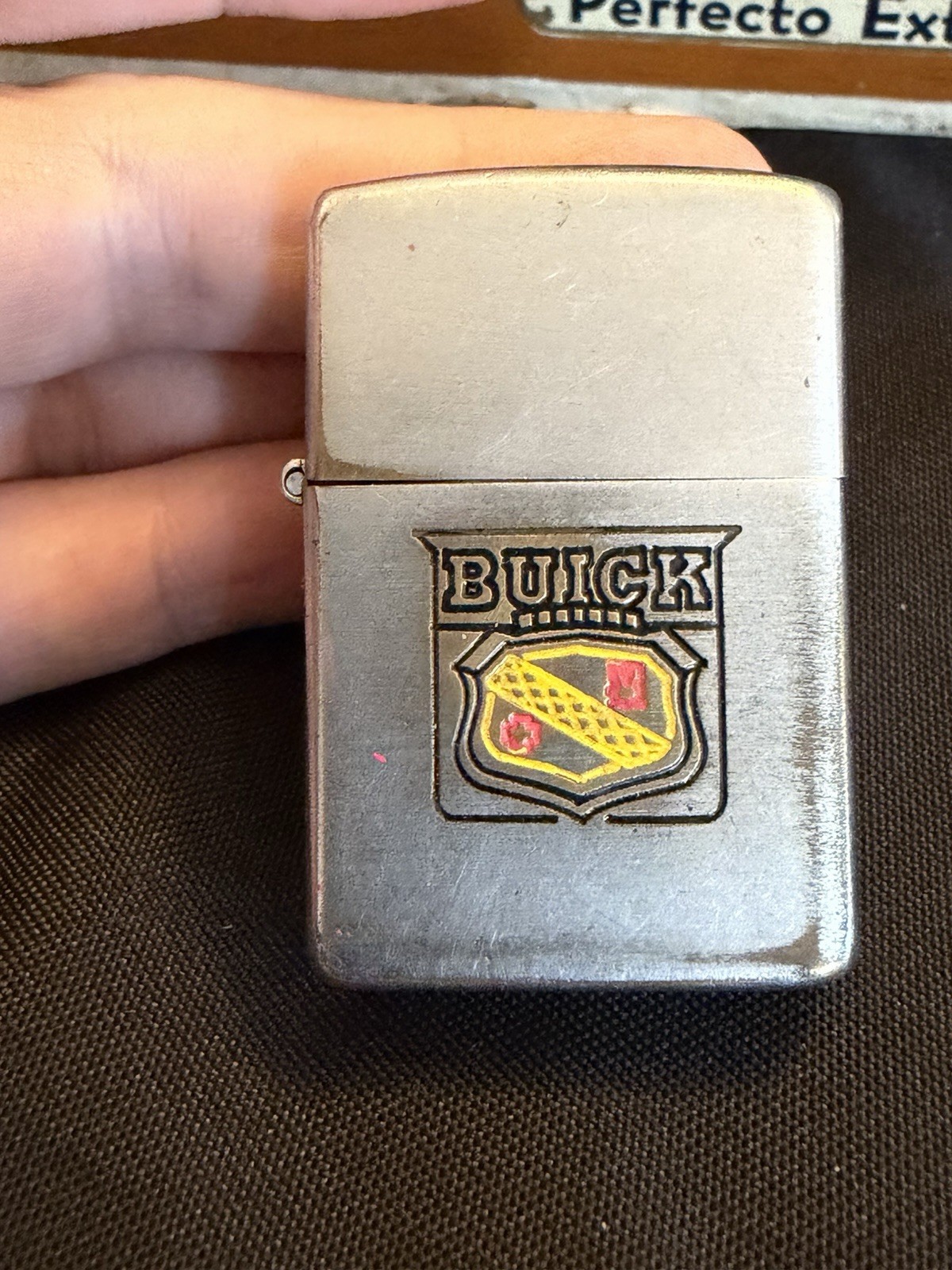 Vintage 1946-1949 3-Barrel Zippo Lighter Buick GMC Trucks E.L. George Motor Okla