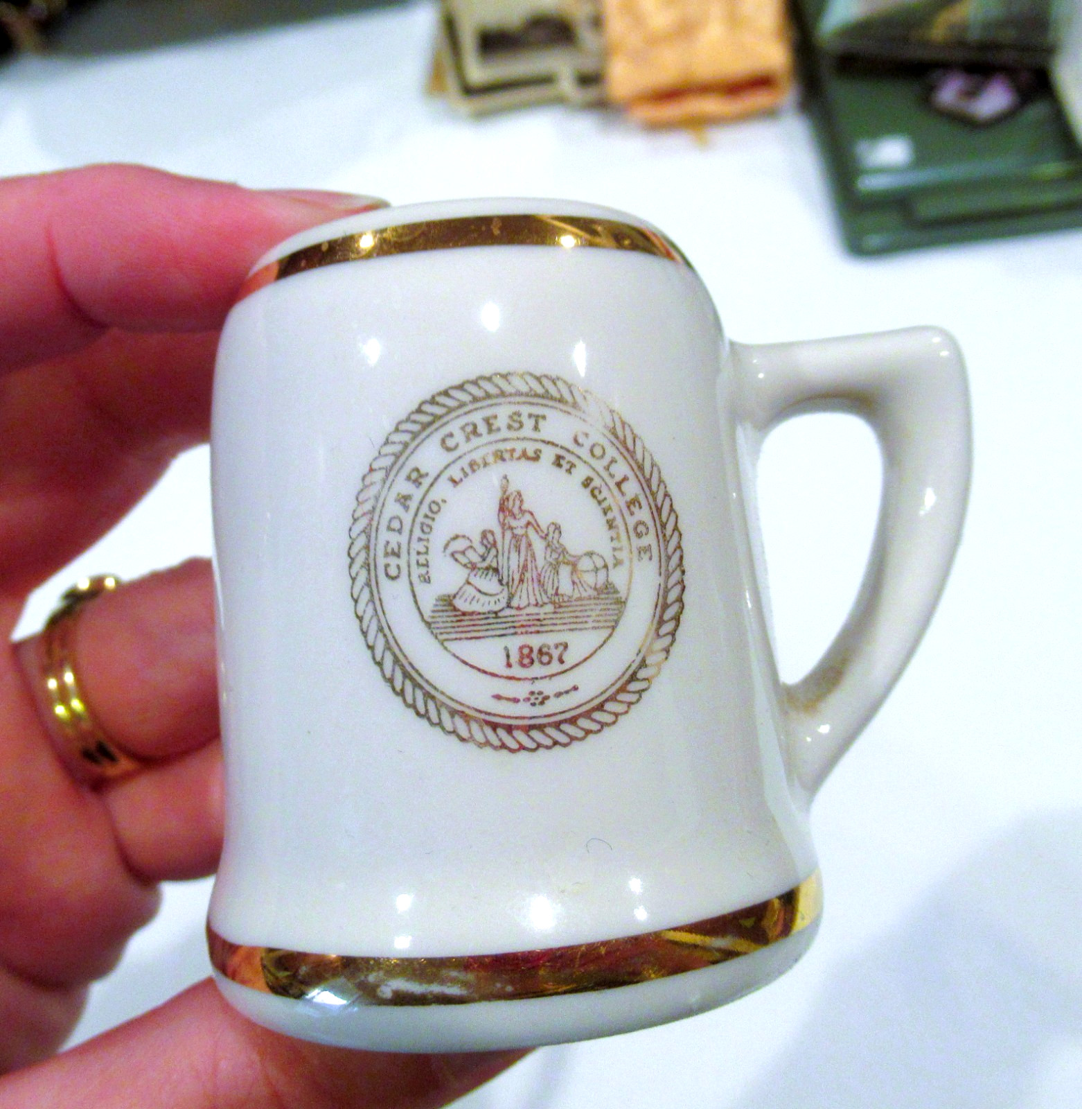 Mini stein Cedar Crest College Pennsylvania, 2.5 inches tall
