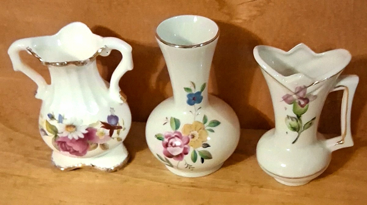 Lot Of Hand Painted Floral Ceramic Vases