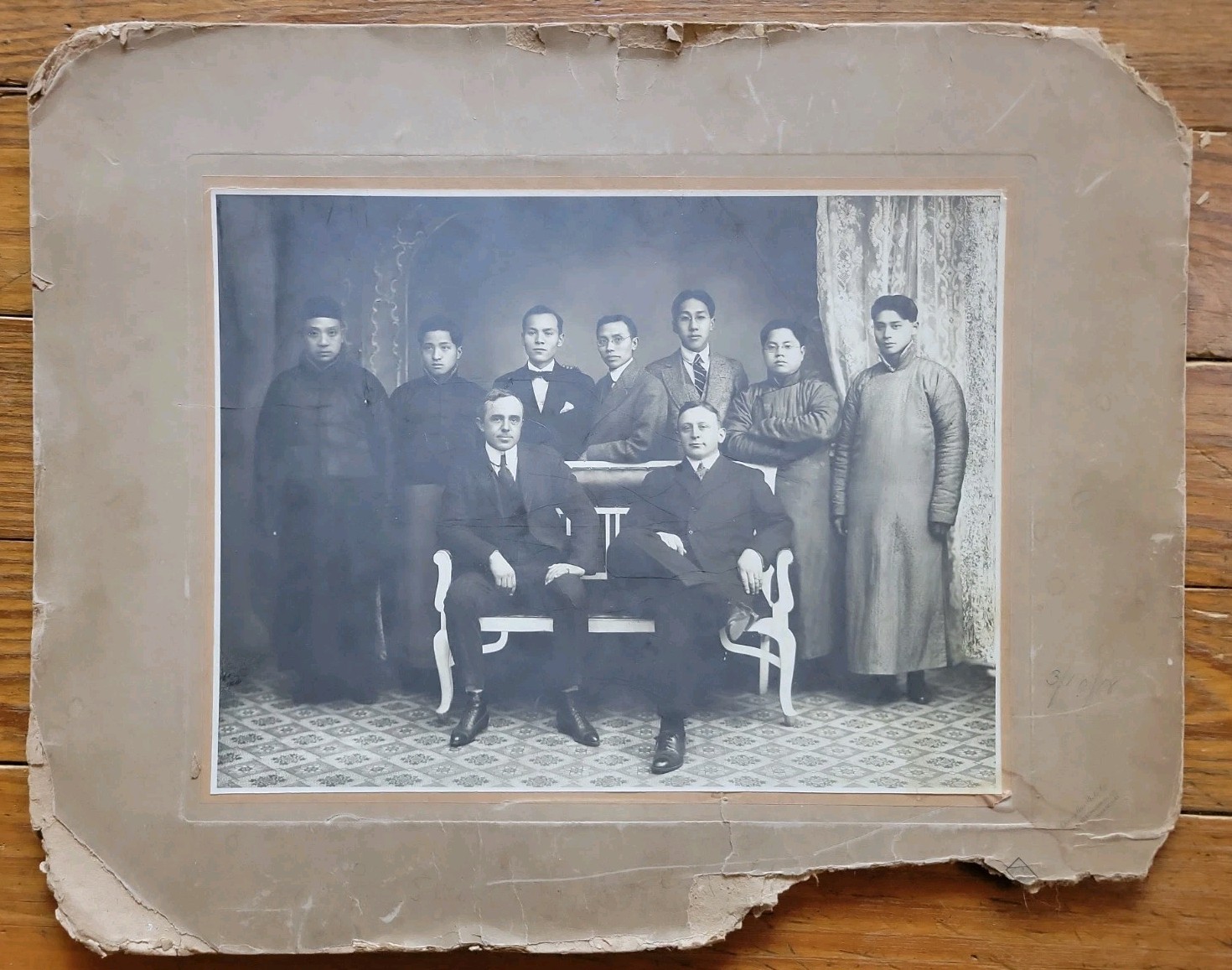1918 Shanghai Missionary Business Men Group Photo China American Antique Chinese