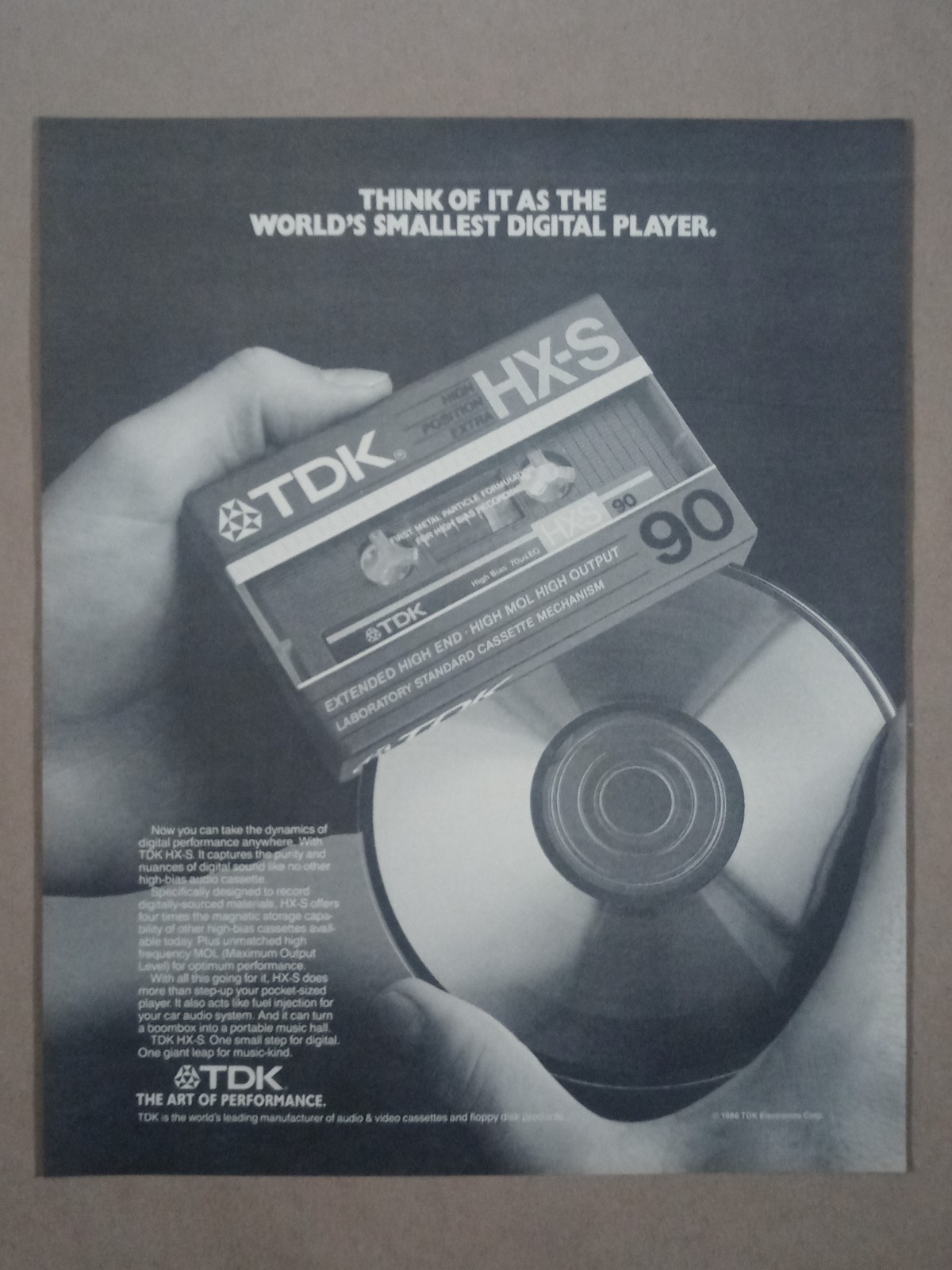 1980s TDK HX S Digital Cassette Tape CD Disc Player Vintage Poster Print Ad
