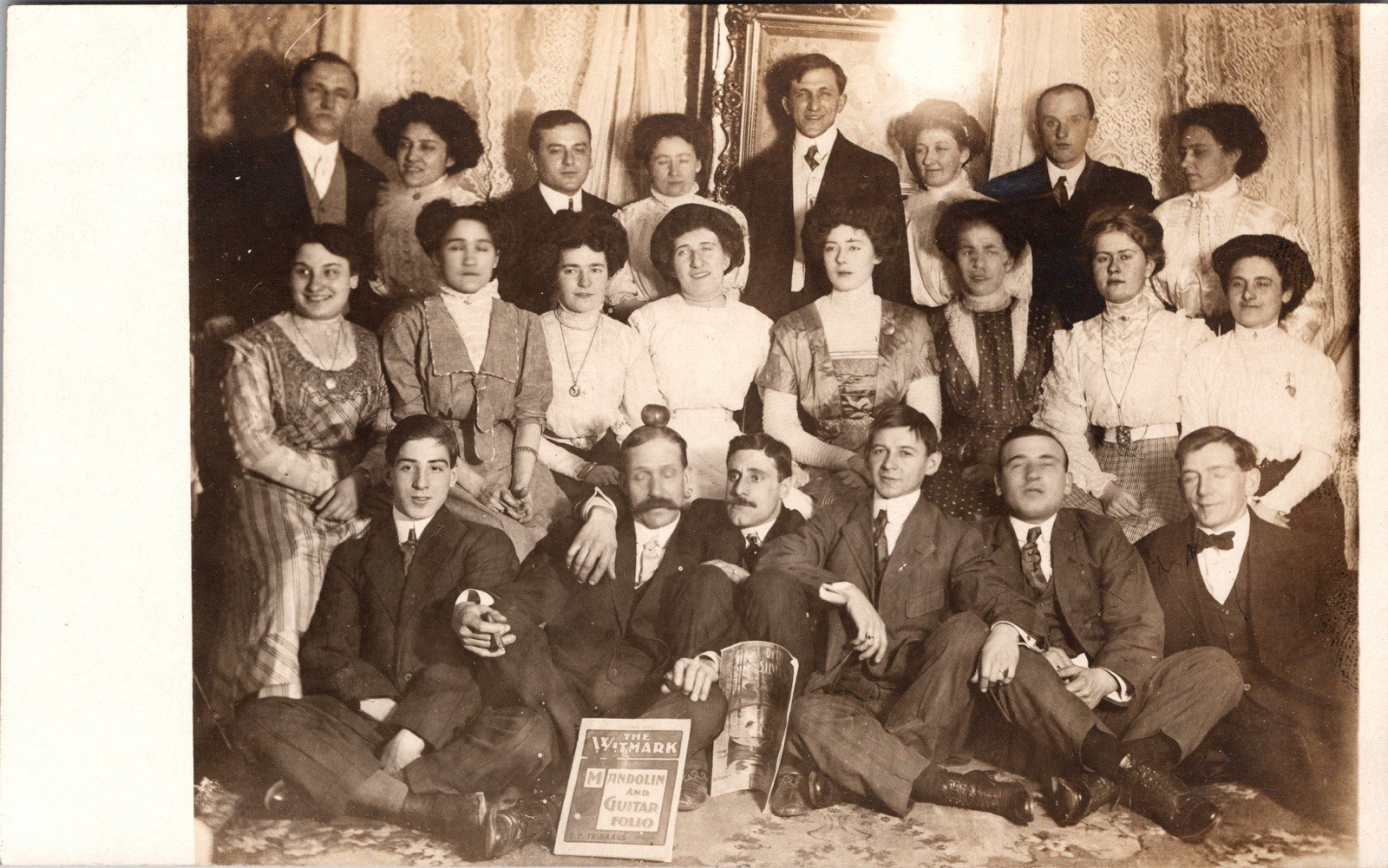 Postcard Real Photo RPPC Group of Young Men & Women College Students? Unposted