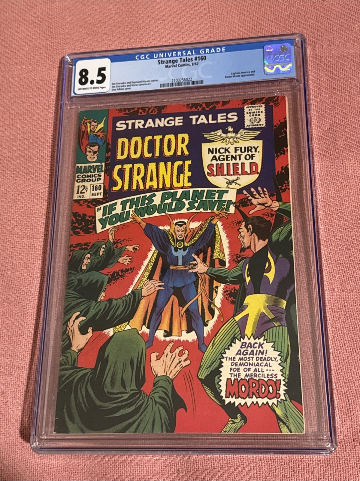 Strange Tales #160, CGC 8.5, 1st SA Jimmy Woo App.,  Steranko Art, Marvel, 1967