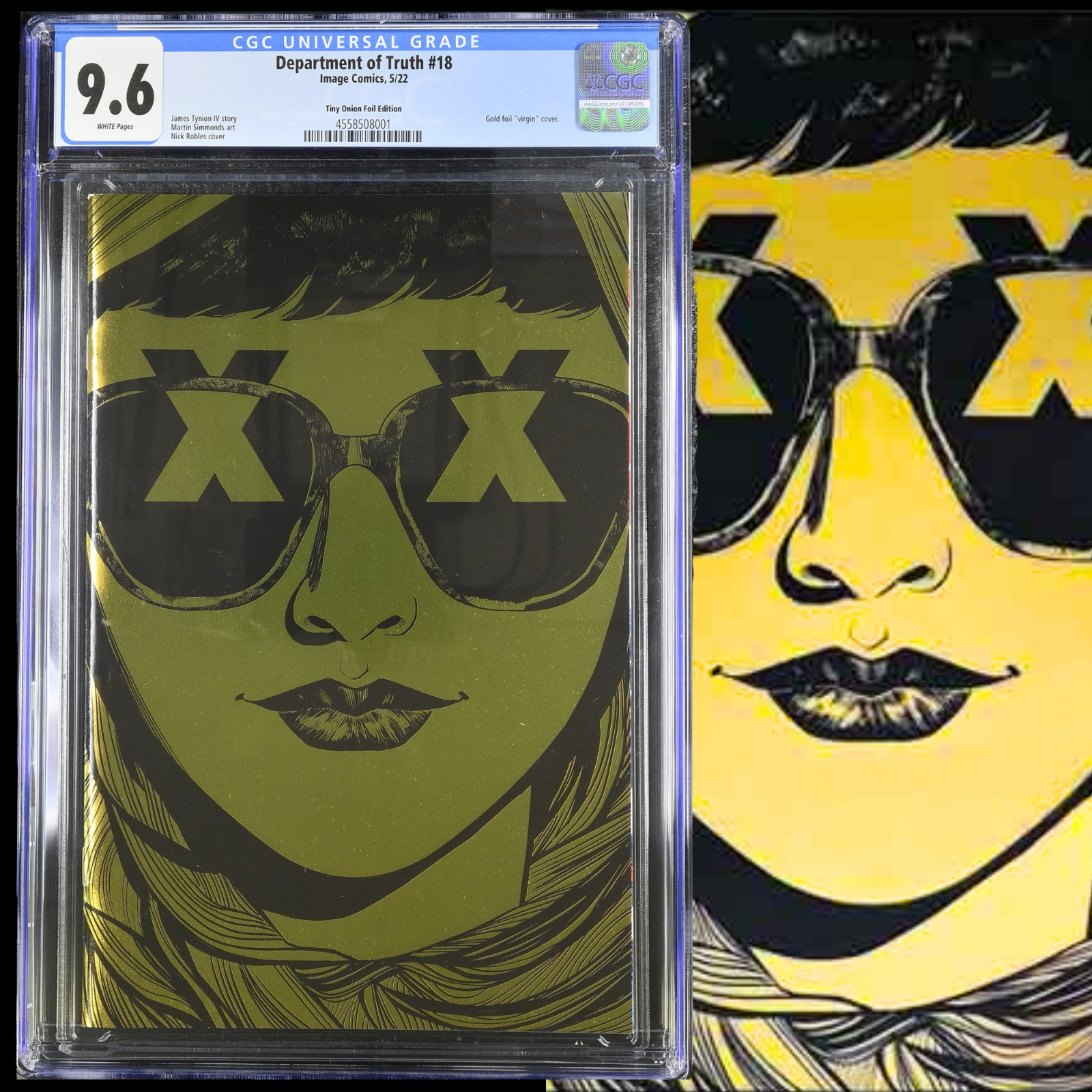 DEPARTMENT OF TRUTH #18 (Image, 2022) CGC 9.6 Robles Tiny Onion Gold Foil Virgin